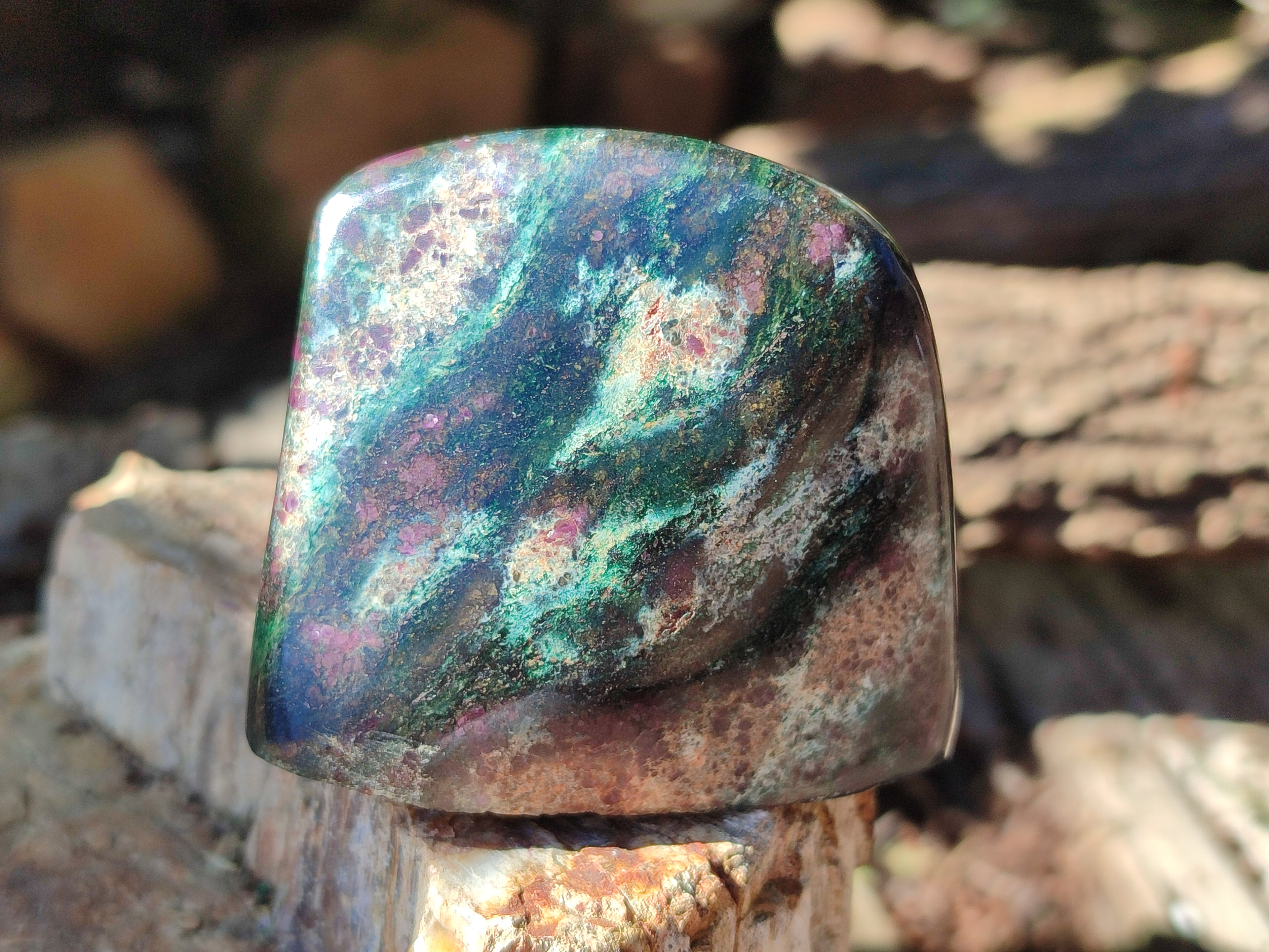 Polished Ruby Corundum In Chrome Verdite Standing Free Forms x 6 From Zimbabwe - Toprock Gemstones and Minerals 