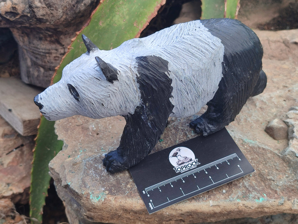 Hand Made Soapstone Panda Carving x 1 From Zimbabwe - Toprock Gemstones and Minerals 