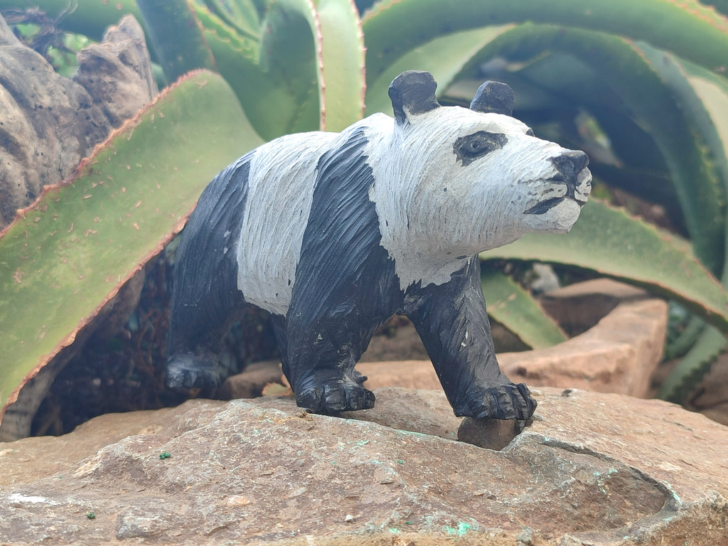 Hand Made Soapstone Panda Carving x 1 From Zimbabwe - Toprock Gemstones and Minerals 
