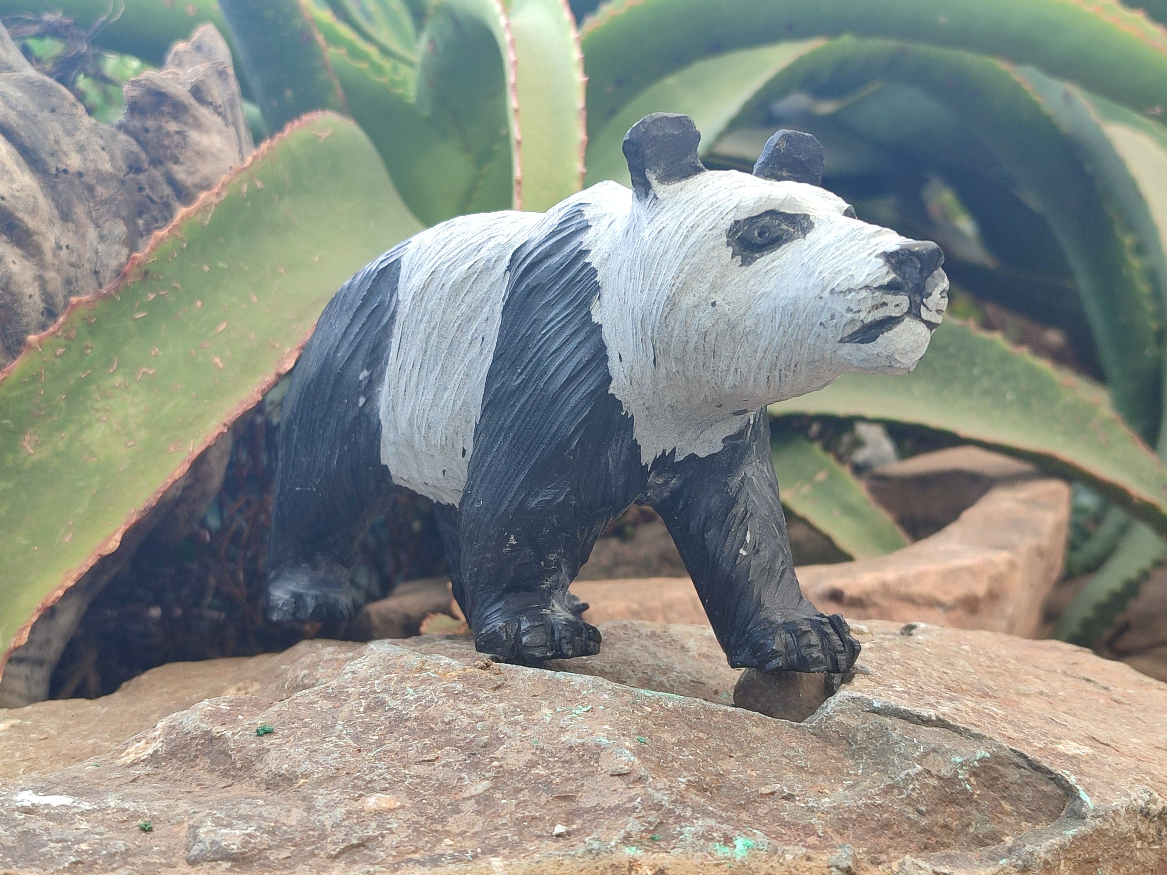 Hand Made Soapstone Panda Carving x 1 From Zimbabwe - Toprock Gemstones and Minerals 