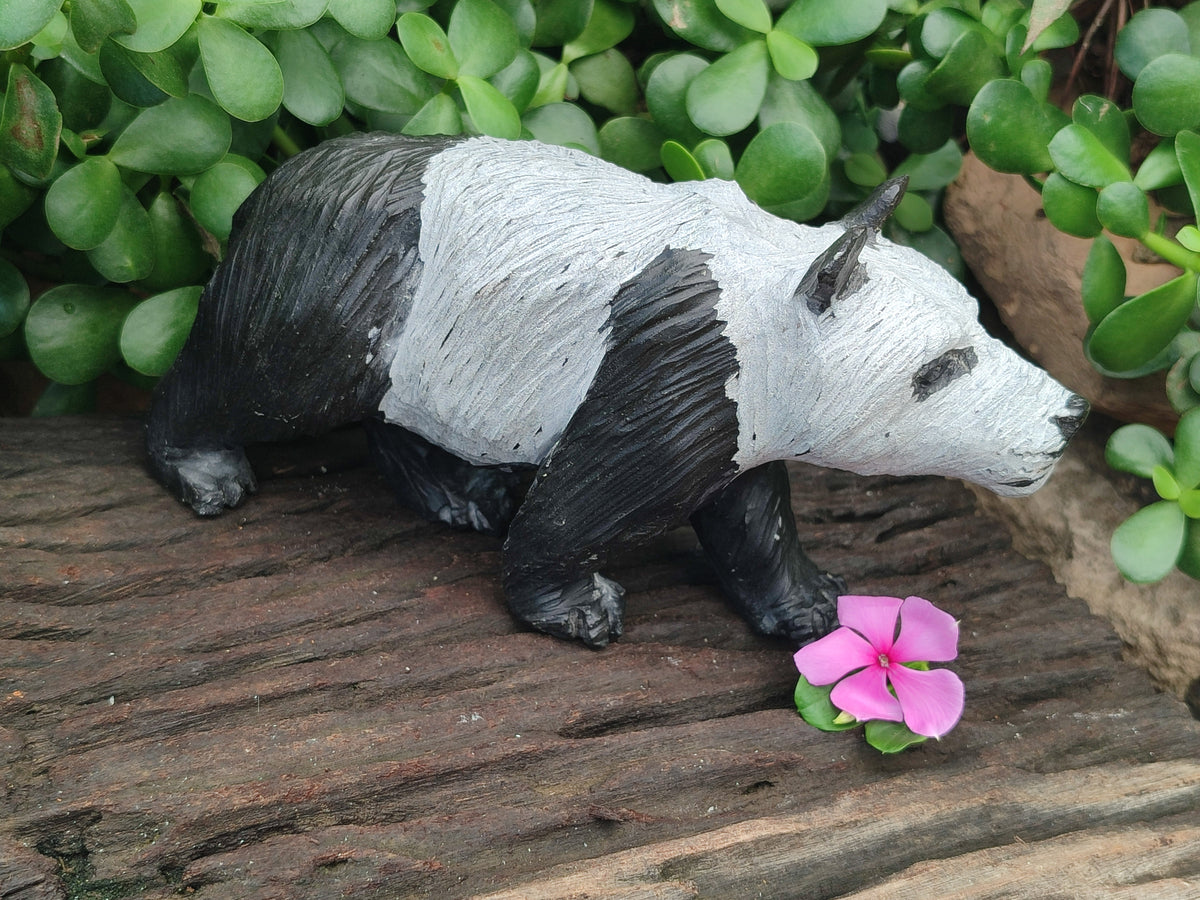Hand Made Soapstone Panda Carving x 1 From Zimbabwe - Toprock Gemstones and Minerals 