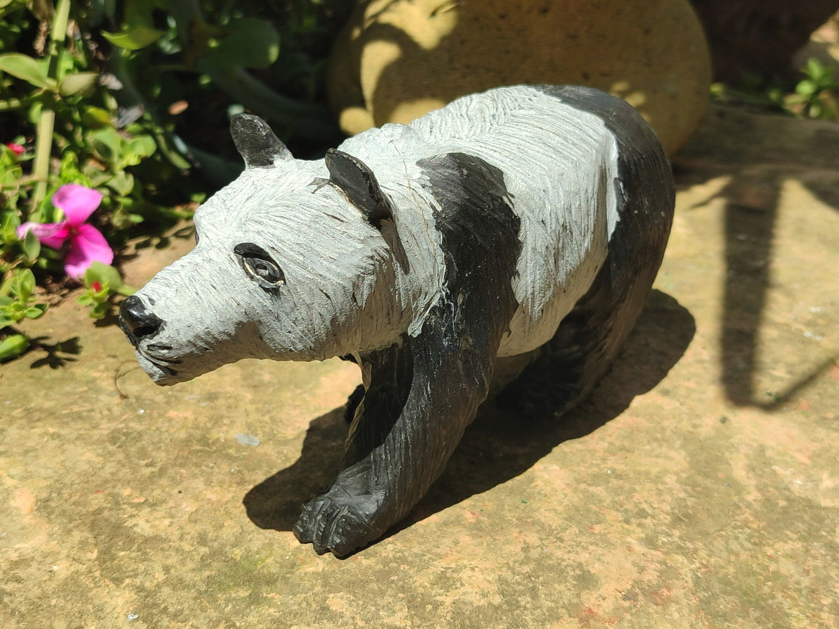 Hand Made Soapstone Panda Carving x 1 From Zimbabwe - Toprock Gemstones and Minerals 