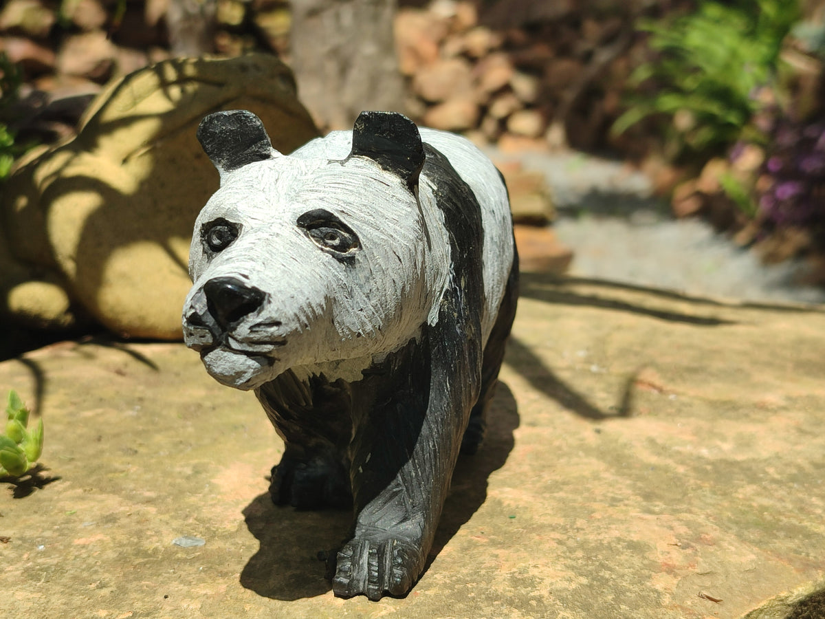 Hand Made Soapstone Panda Carving x 1 From Zimbabwe - Toprock Gemstones and Minerals 