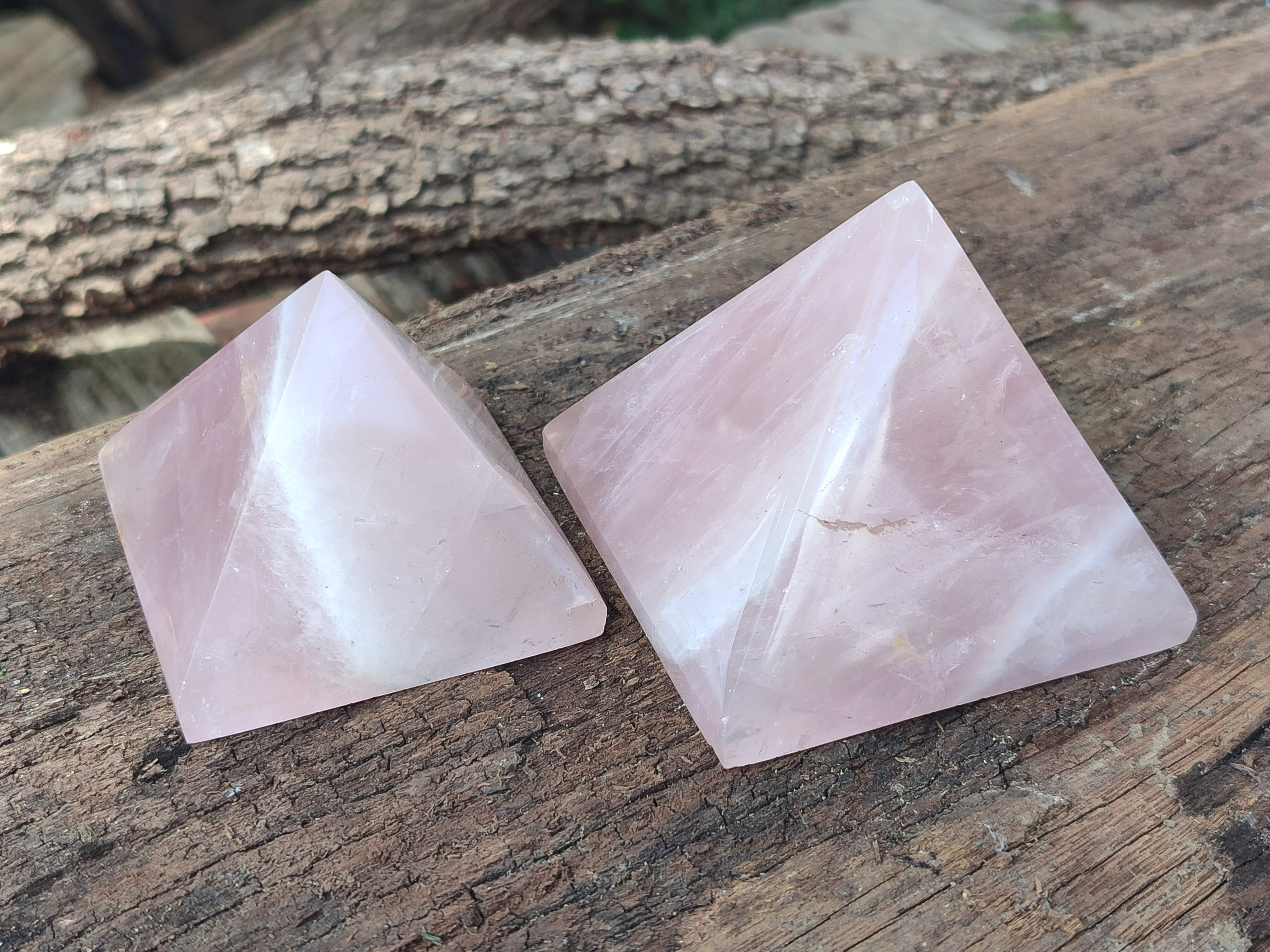 Polished Rose Quartz Pyramids x 5 From Madagascar - Toprock Gemstones and Minerals 