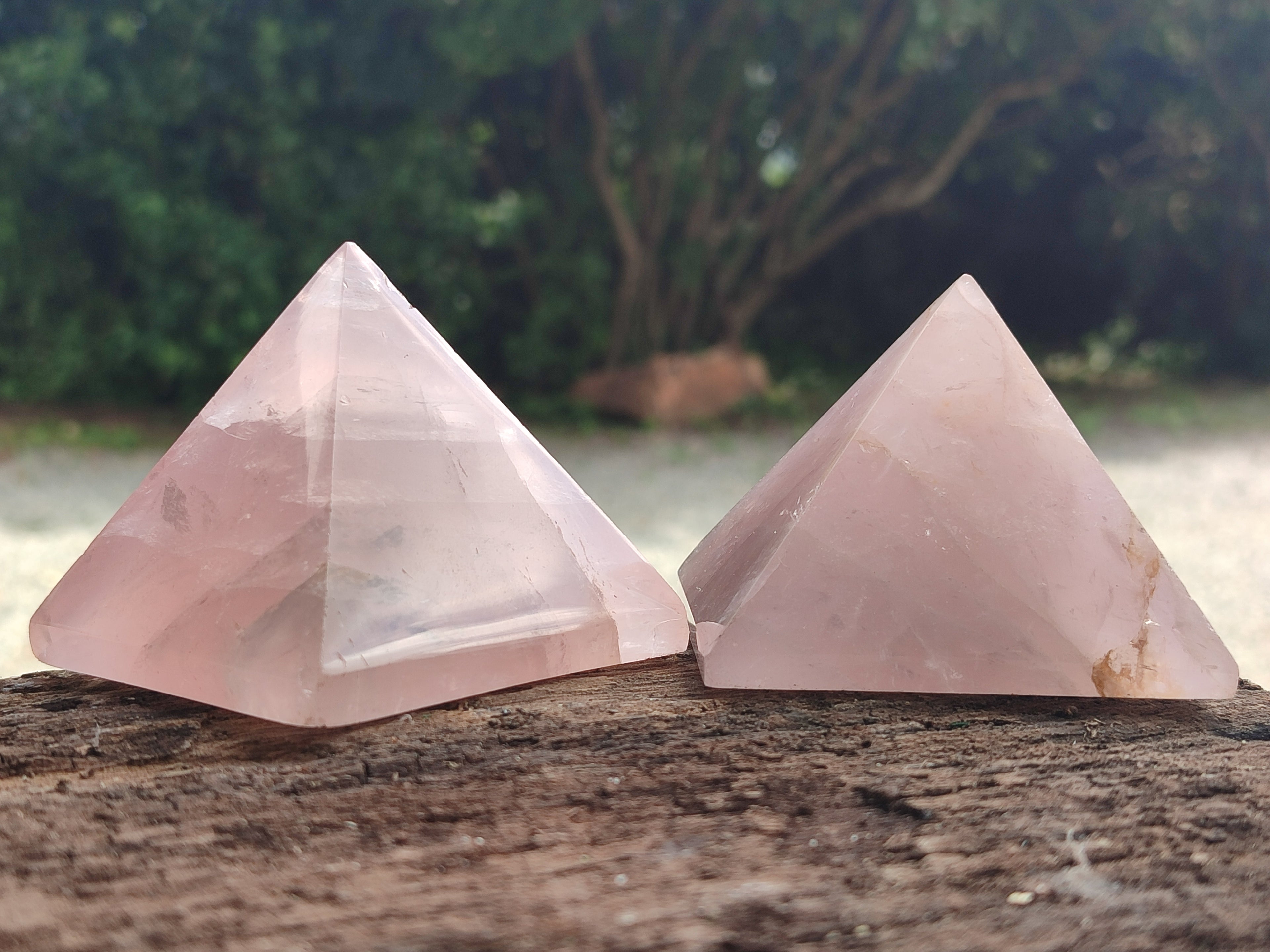 Polished Rose Quartz Pyramids x 5 From Madagascar - Toprock Gemstones and Minerals 