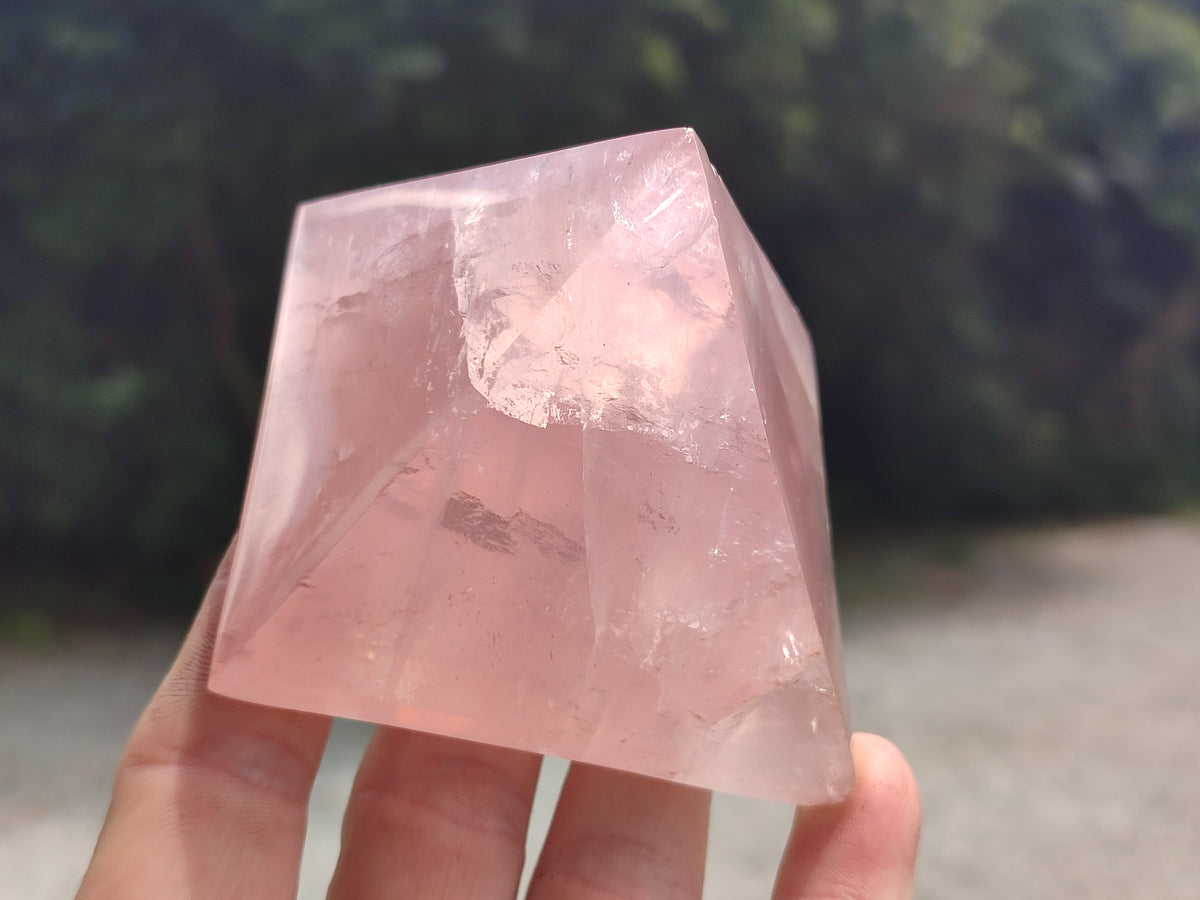 Polished Rose Quartz Pyramids x 5 From Madagascar - Toprock Gemstones and Minerals 