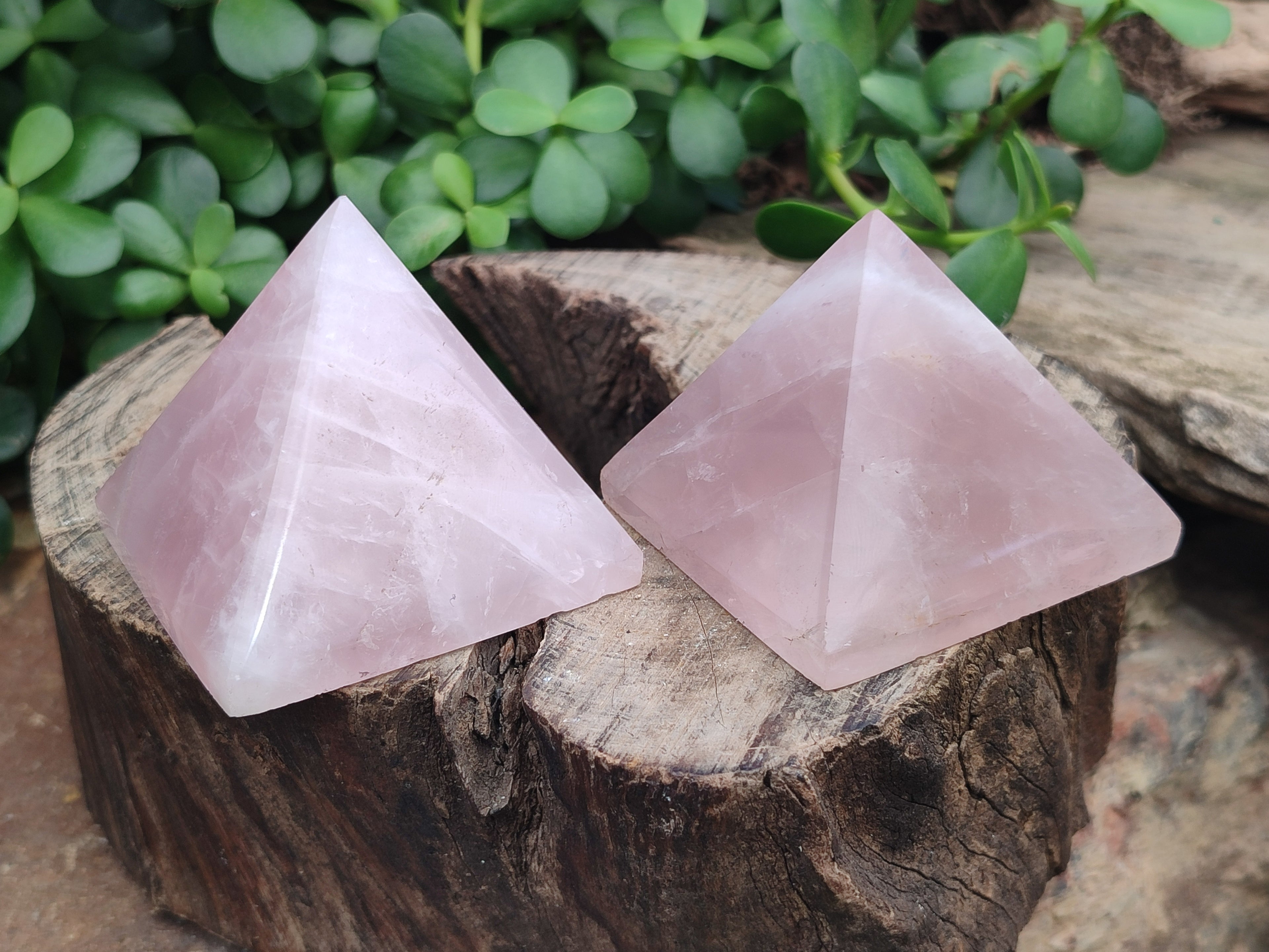 Polished Rose Quartz Pyramids x 5 From Madagascar - Toprock Gemstones and Minerals 