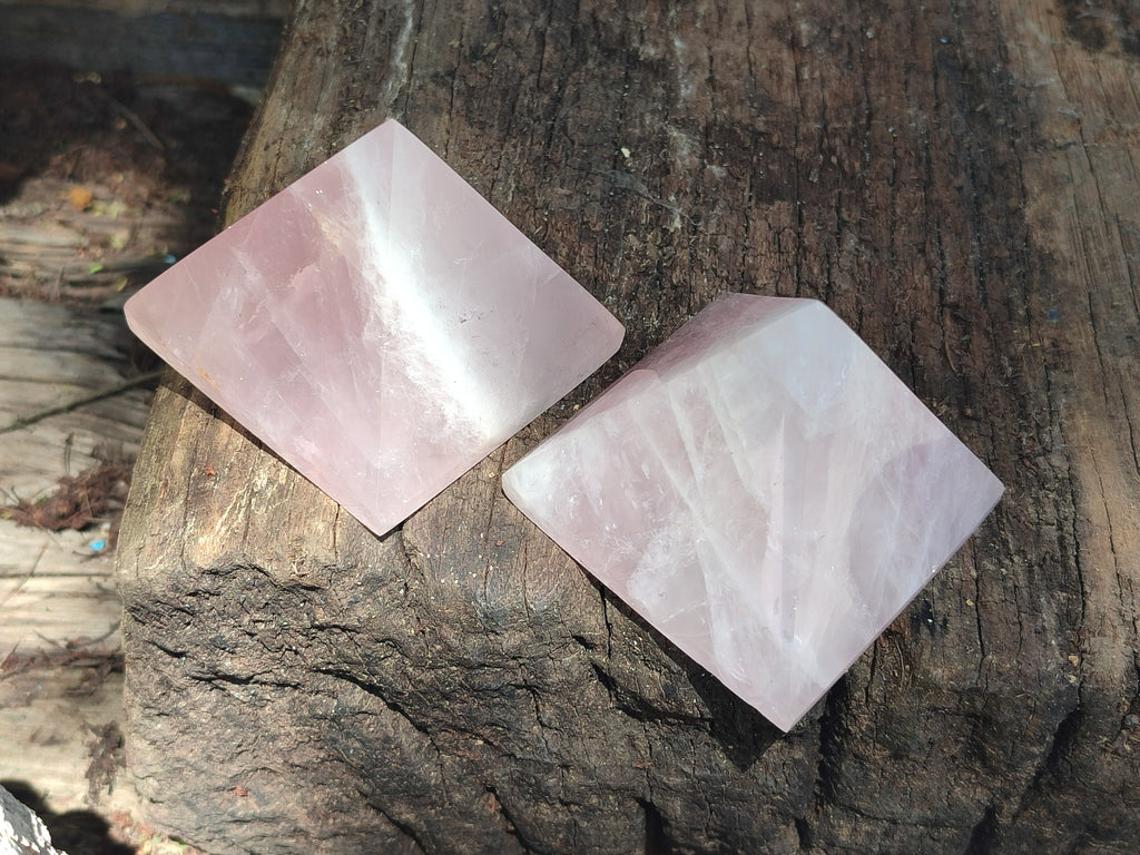 Polished Rose Quartz Pyramids x 5 From Madagascar - Toprock Gemstones and Minerals 