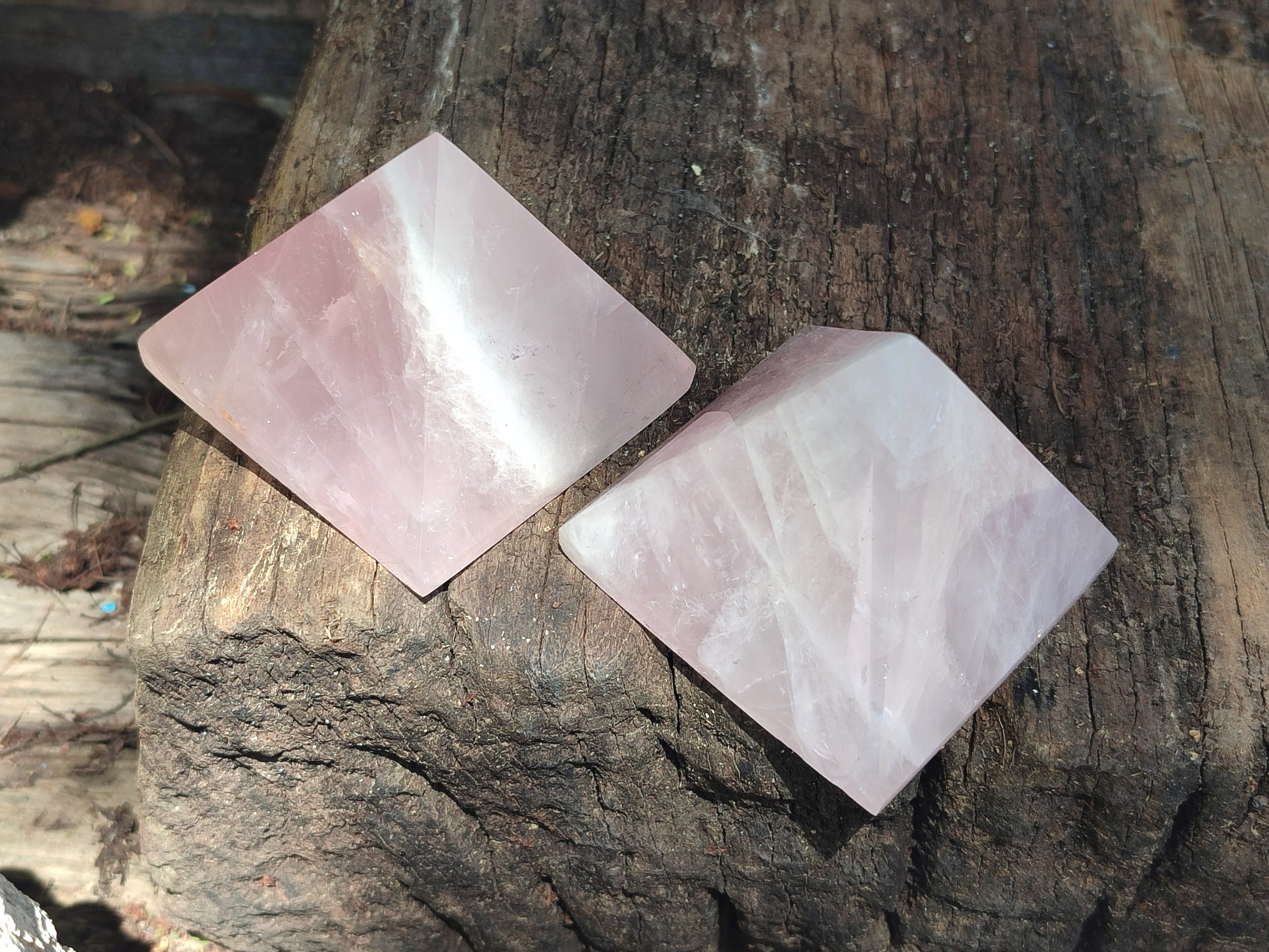 Polished Rose Quartz Pyramids x 5 From Madagascar - Toprock Gemstones and Minerals 