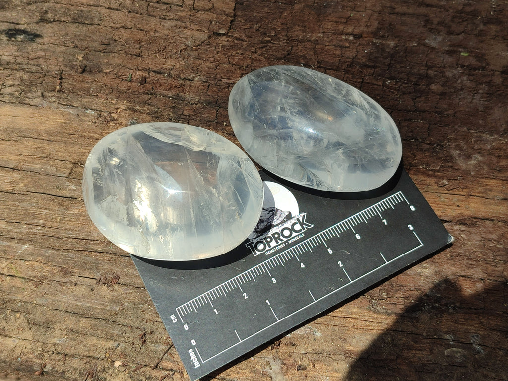Polished Girasol Pearl Quartz Palm Stones x 12 From Madagascar - Toprock Gemstones and Minerals 