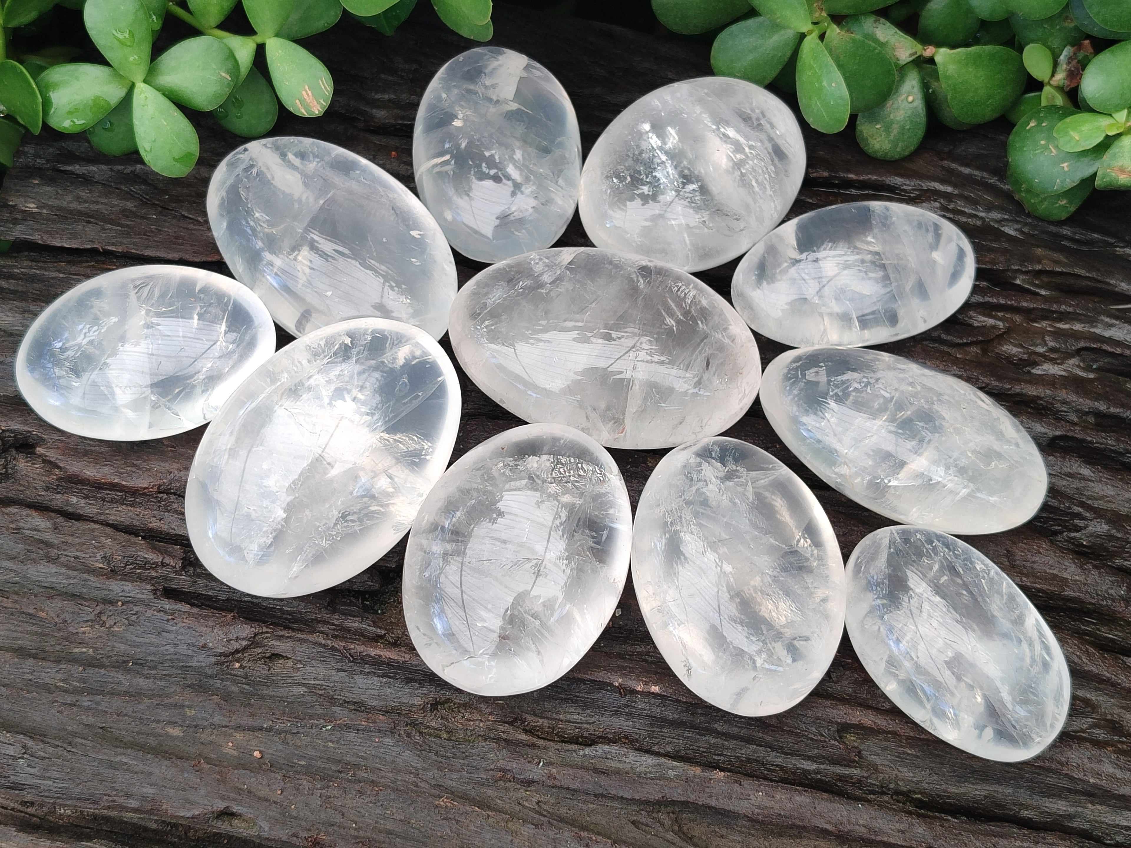 Polished Girasol Pearl Quartz Palm Stones x 12 From Madagascar - Toprock Gemstones and Minerals 