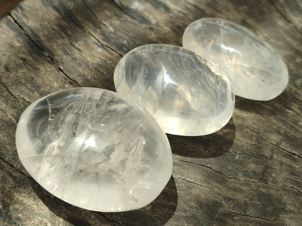 Polished Girasol Pearl Quartz Palm Stones x 12 From Madagascar - Toprock Gemstones and Minerals 