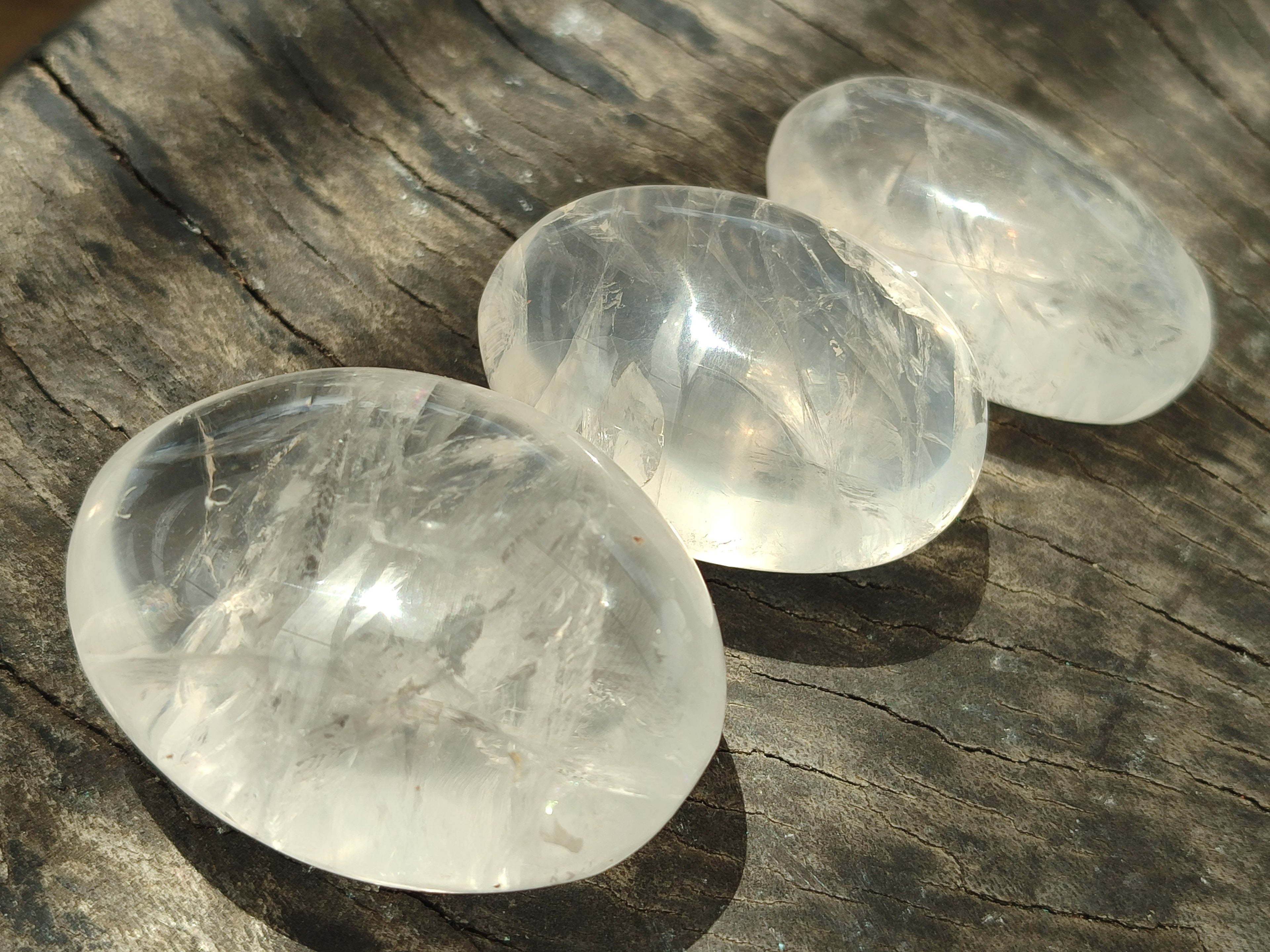 Polished Girasol Pearl Quartz Palm Stones x 12 From Madagascar - Toprock Gemstones and Minerals 