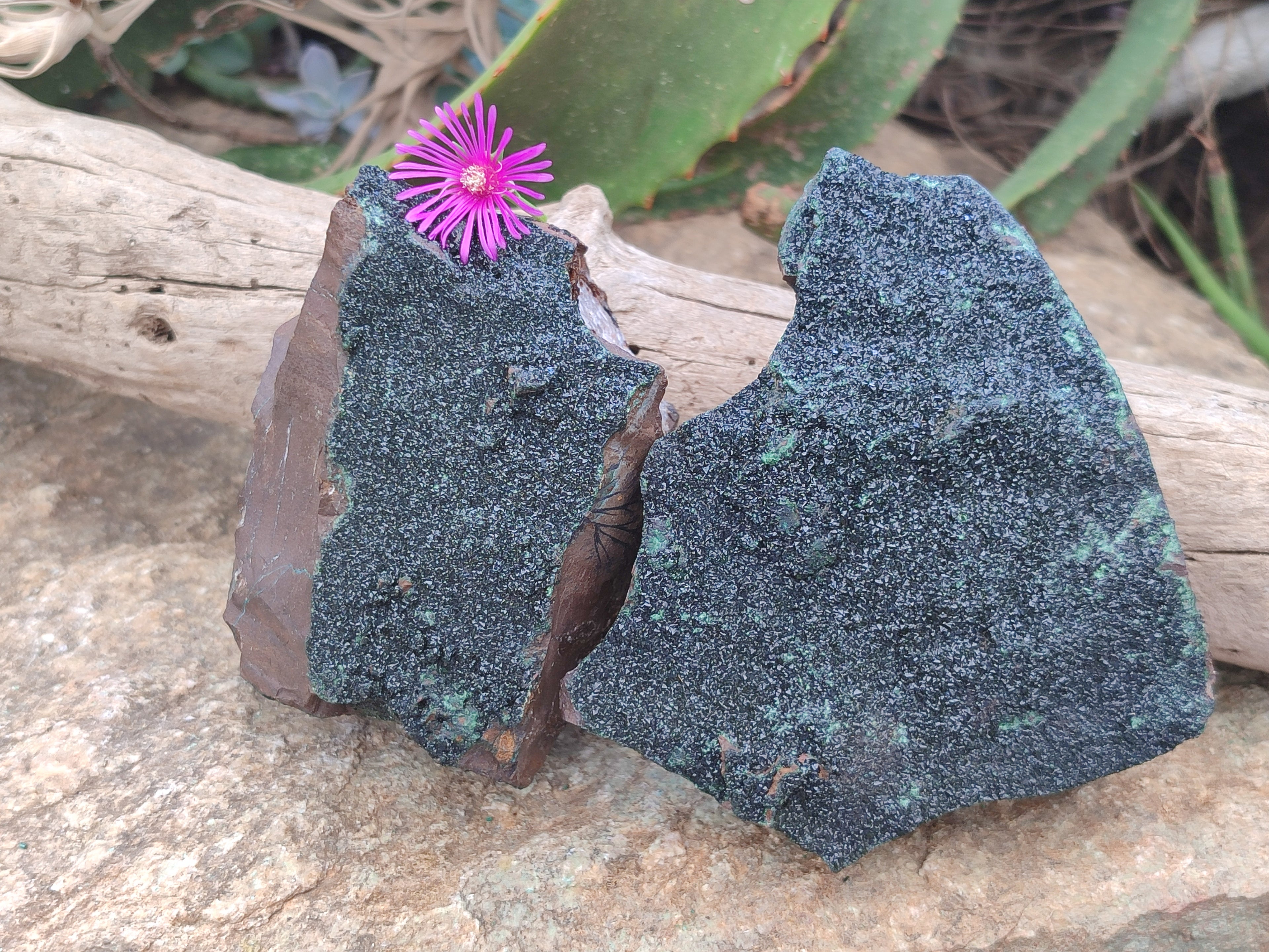 Natural Libethenite Crystals On Dolomite Matrix Specimens x 2 From Shituru, Congo - Toprock Gemstones and Minerals 