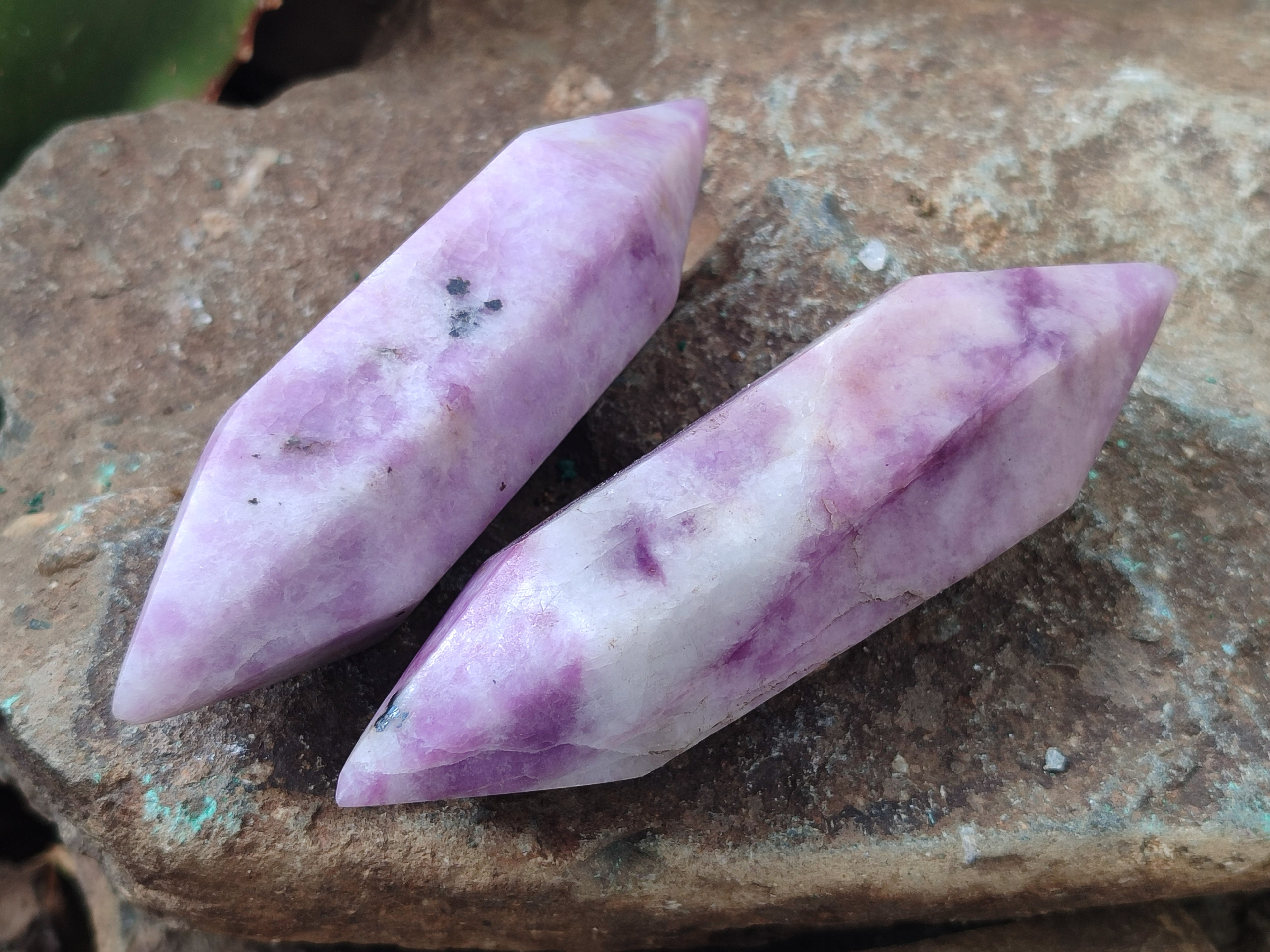 Polished Double Terminated Lepidolite Points x 6 From Madagascar - Toprock Gemstones and Minerals 