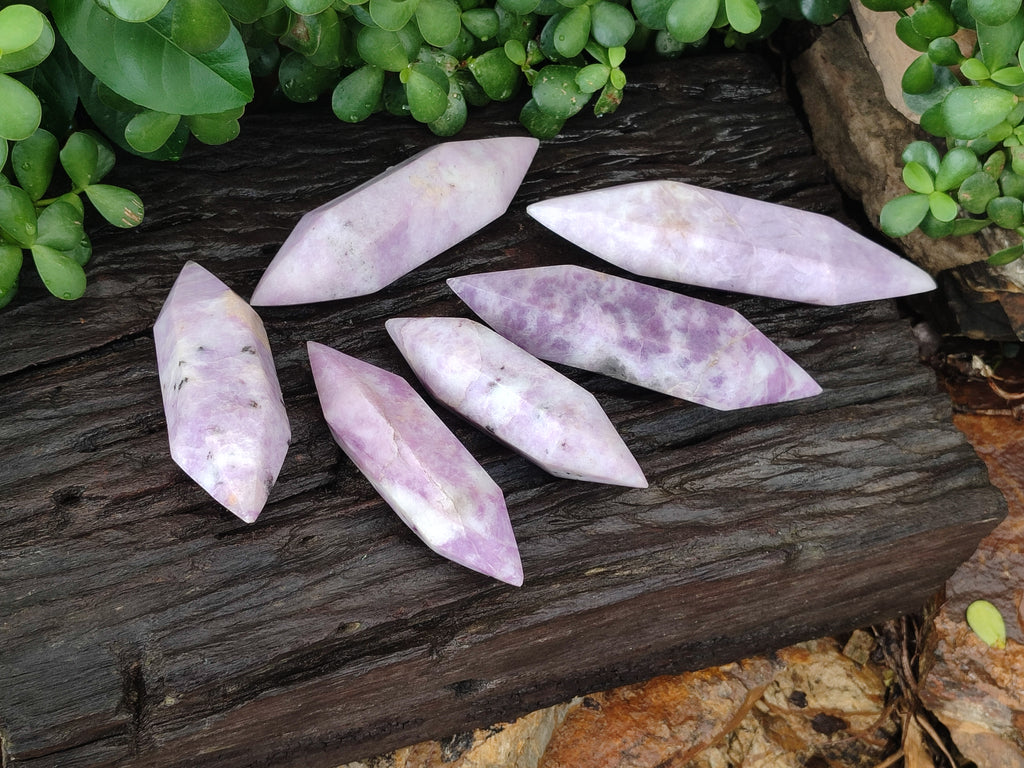 Polished Double Terminated Lepidolite Points x 6 From Madagascar - Toprock Gemstones and Minerals 