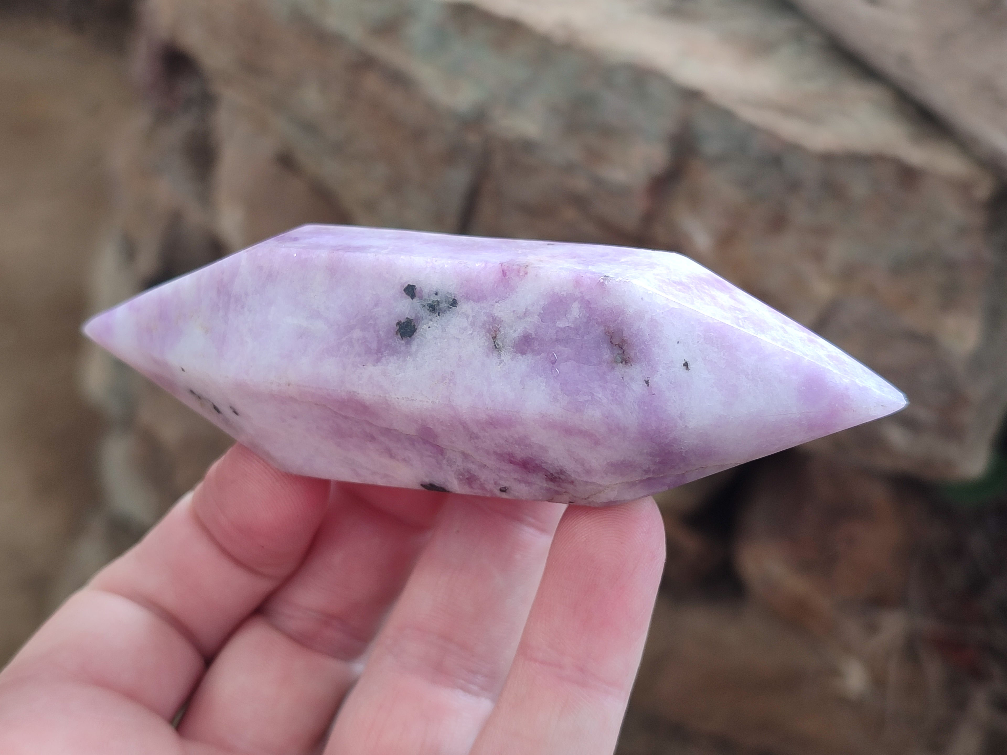 Polished Double Terminated Lepidolite Points x 6 From Madagascar - Toprock Gemstones and Minerals 