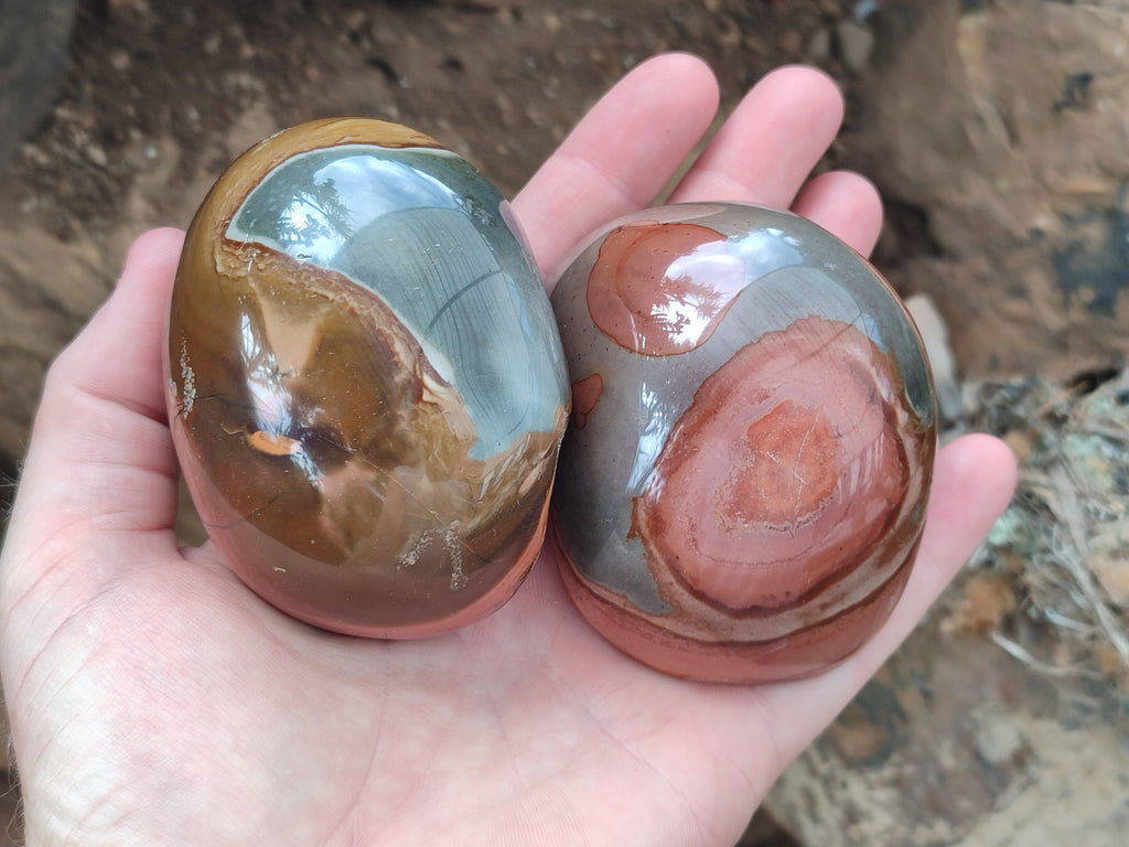 Polished On One Side Polychrome Jasper x 6 From Mahajanga, Madagascar - Toprock Gemstones and Minerals 