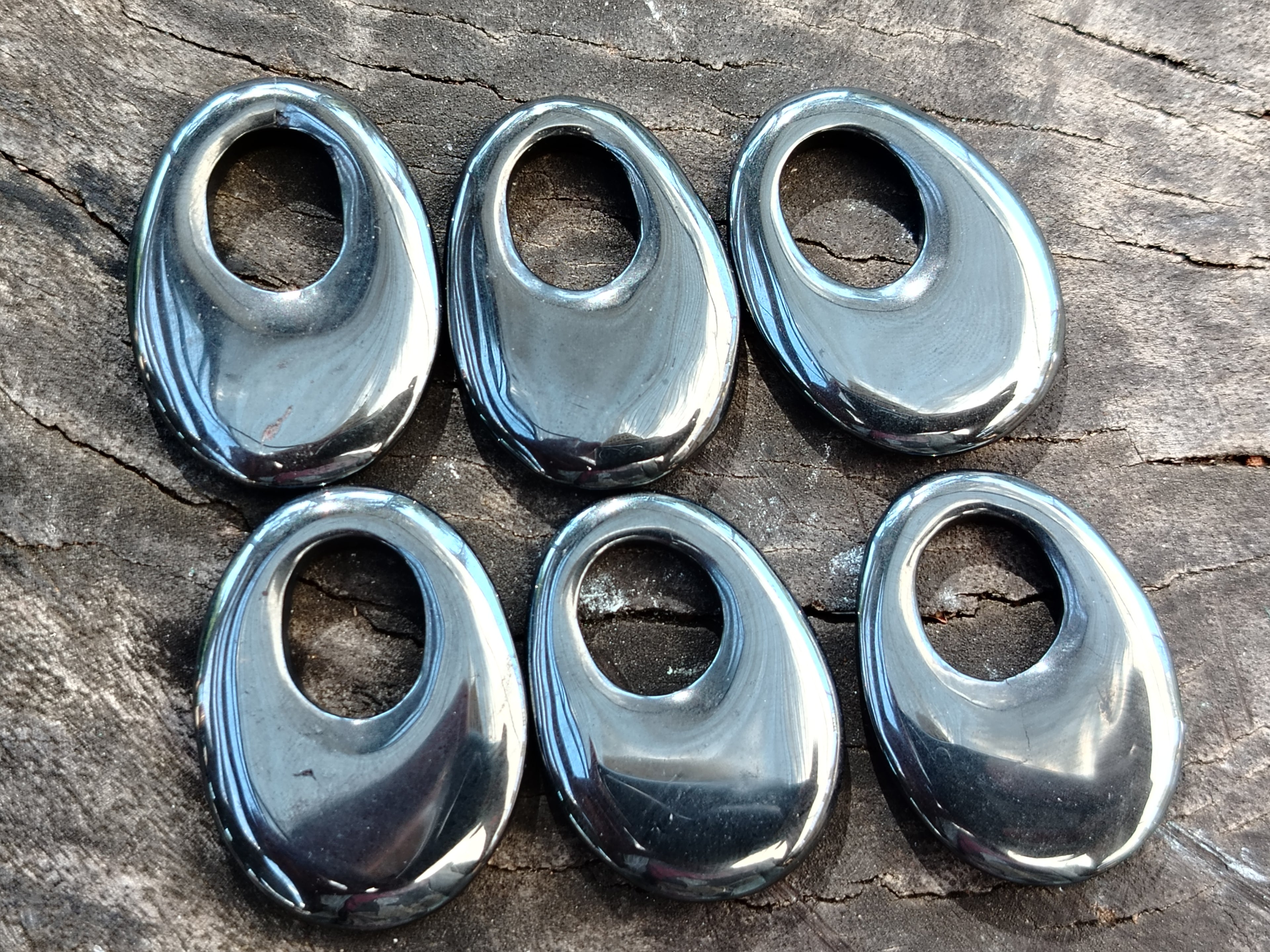 Polished Silver Hematite Oval Pendant - Sold Per Item - From China - Toprock Gemstones and Minerals 