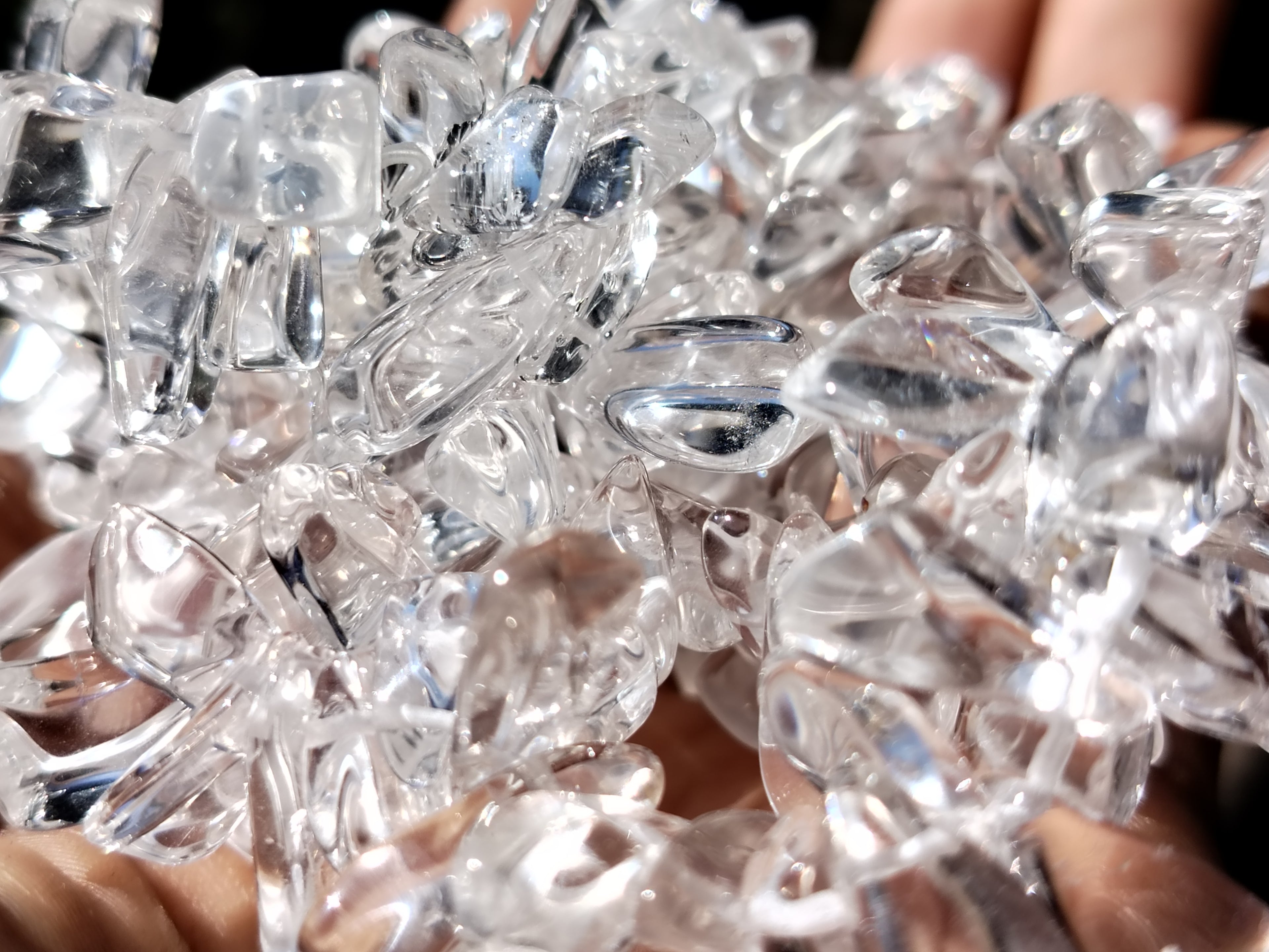 Polished Rock Crystal Hawaii Loo Bead Necklace - Sold Per Item - From Madagascar - Toprock Gemstones and Minerals 