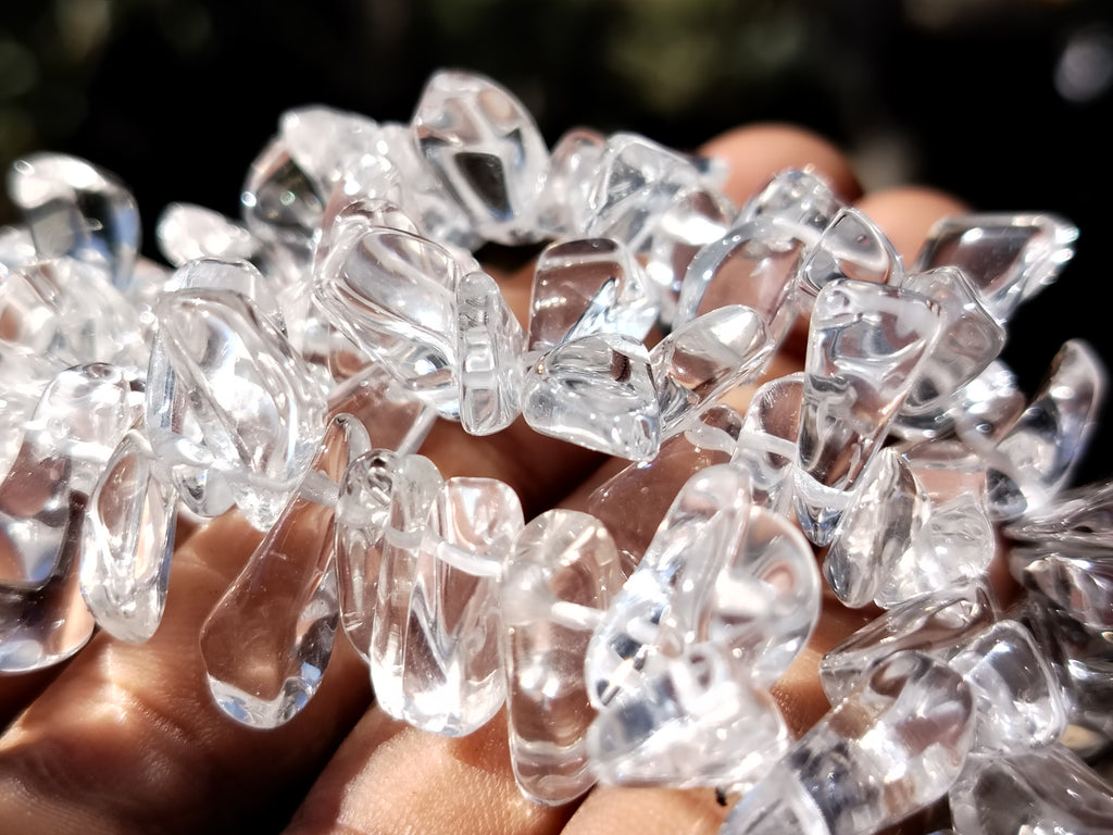 Polished Rock Crystal Hawaii Loo Bead Necklace - Sold Per Item - From Madagascar - Toprock Gemstones and Minerals 