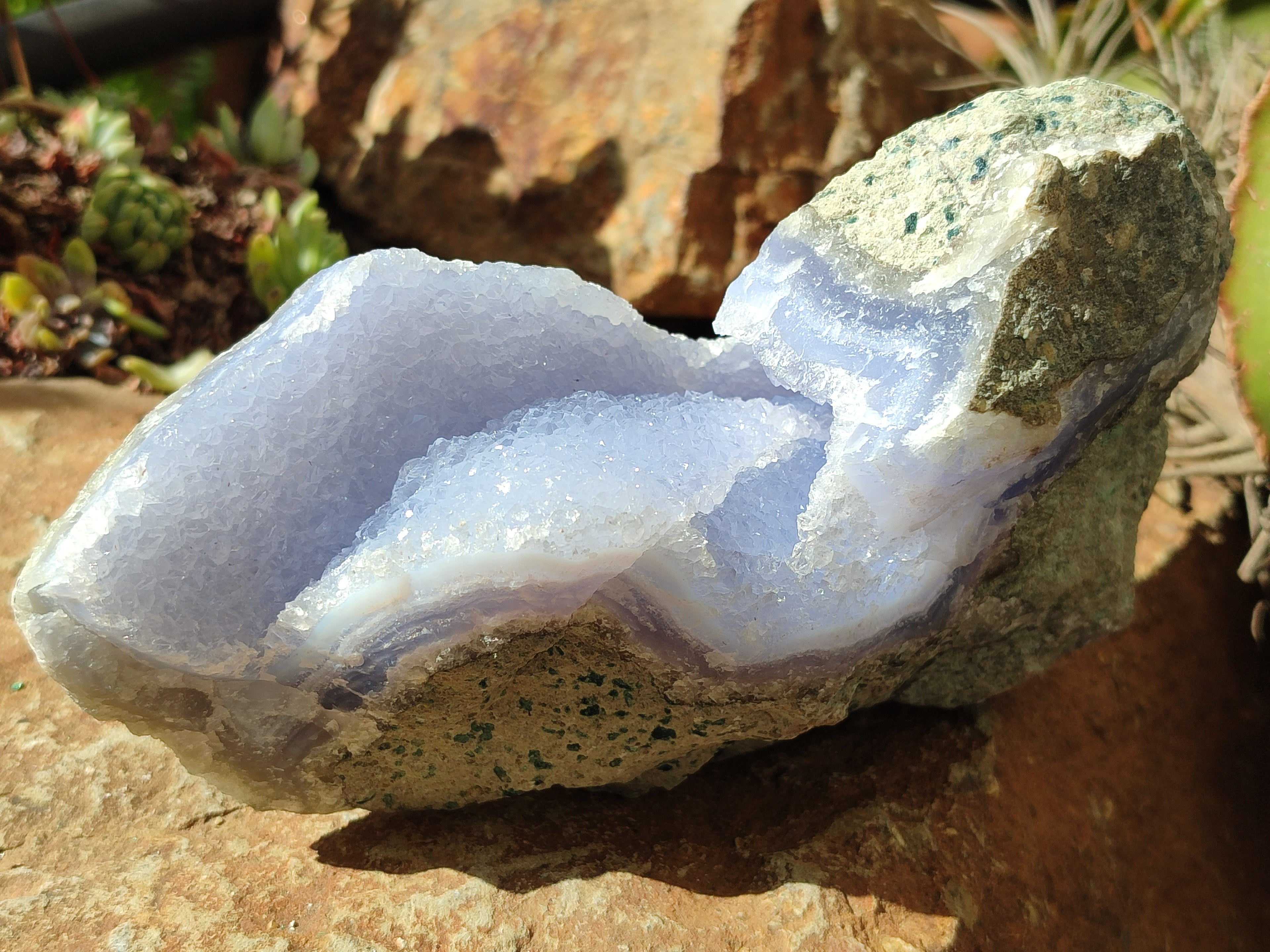 Natural Blue Lace Agate Geode Specimens x 2 From Malawi - Toprock Gemstones and Minerals 