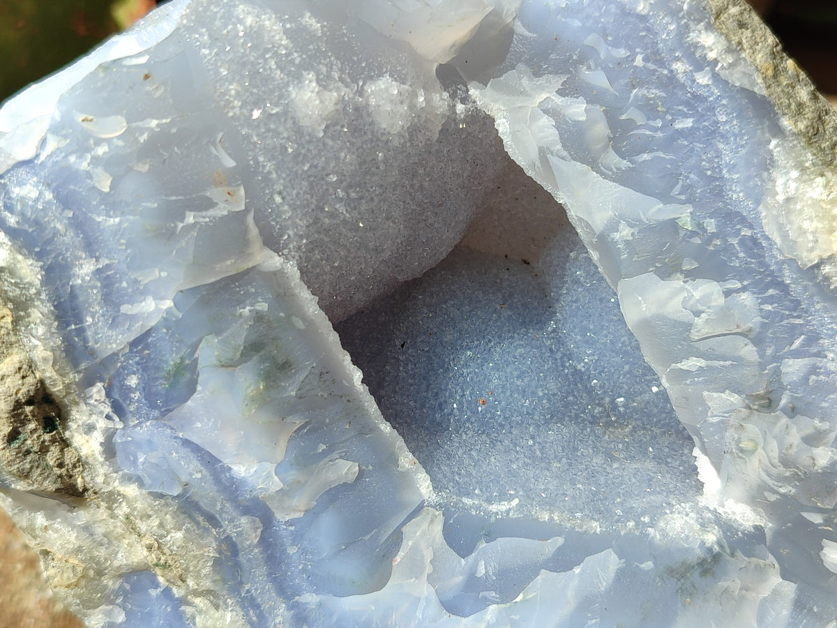 Natural Blue Lace Agate Geode Specimens x 2 From Malawi - Toprock Gemstones and Minerals 