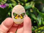 Polished Polychrome Jasper Pendant with Hand Painted Butterflies - sold per item - From Madagascar - Toprock Gemstones and Minerals 
