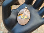 Polished Polychrome Jasper Pendant with Hand Painted Butterflies - sold per item - From Madagascar - Toprock Gemstones and Minerals 