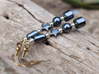 Hand Made Pair of Hematite Ball and Star Earrings - Sold Per Pair - From China - Toprock Gemstones and Minerals 