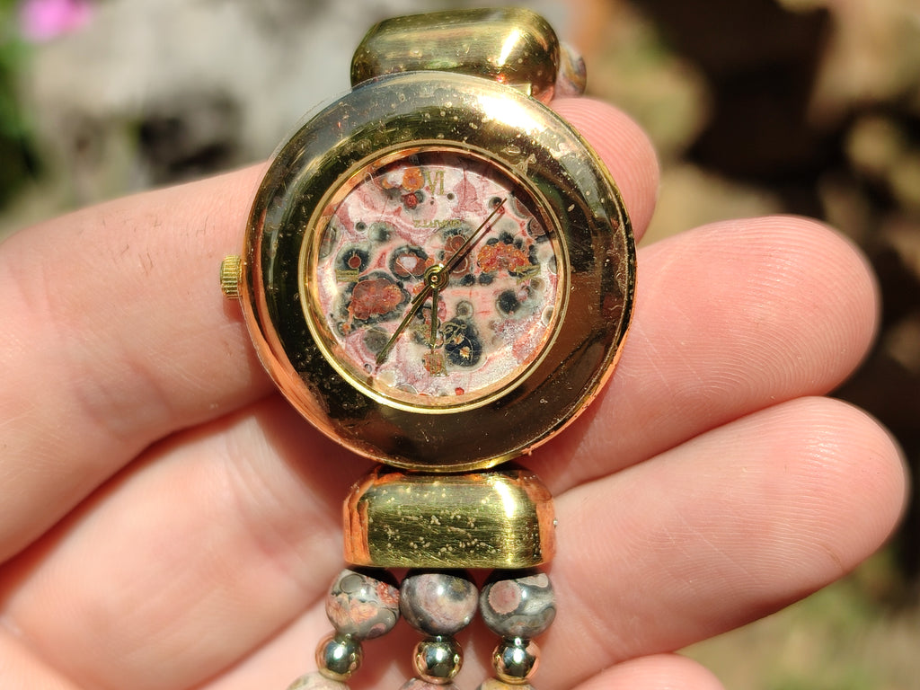 Polished Vintage La Fon Watch with Snakeskin Jasper Beads - Sold Per Item - From South Africa - Toprock Gemstones and Minerals 