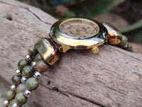 Polished Vintage La Fon Watch with Unakite Beads - Sold Per Item - From South Africa - Toprock Gemstones and Minerals 