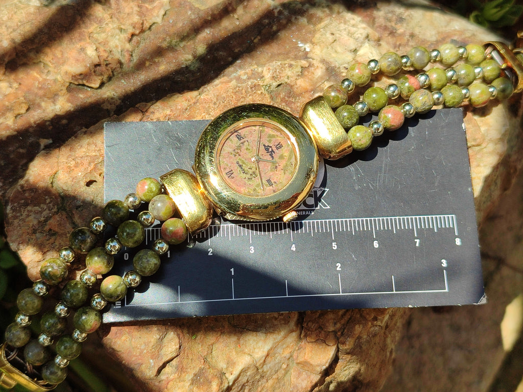 Polished Vintage La Fon Watch with Unakite Beads - Sold Per Item - From South Africa - Toprock Gemstones and Minerals 