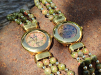 Polished Vintage La Fon Watch with Unakite Beads - Sold Per Item - From South Africa - Toprock Gemstones and Minerals 