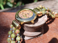 Polished Vintage La Fon Watch with Unakite Beads - Sold Per Item - From South Africa - Toprock Gemstones and Minerals 