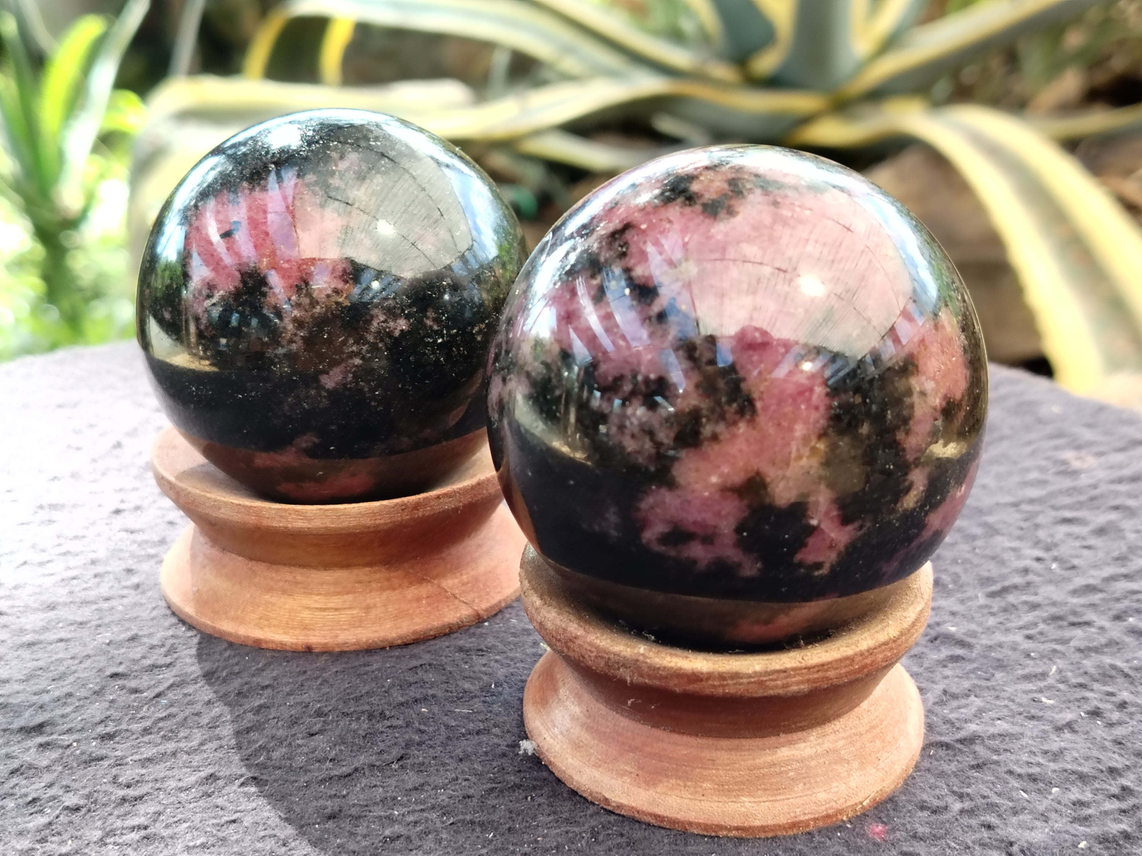 Polished Rhodonite Spheres x 6 From Ambindavato, Madagascar - Toprock Gemstones and Minerals 