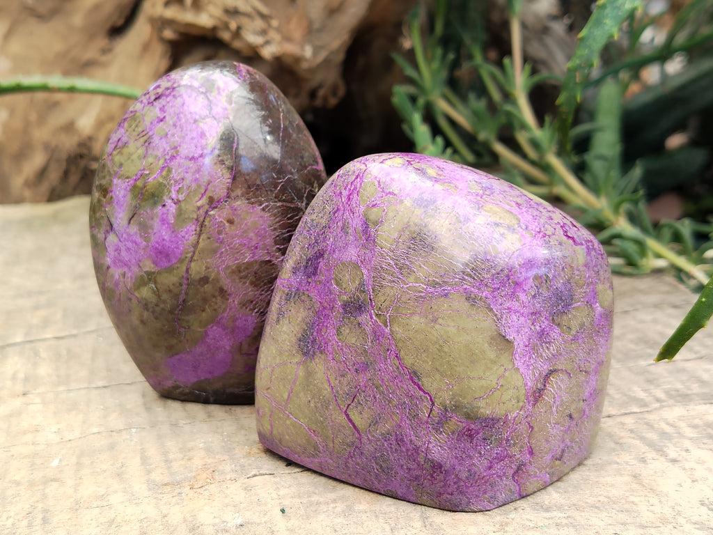 Polished Stichtite and Serpentine Standing Free Form x 3 From Barberton, South Africa - Toprock Gemstones and Minerals 