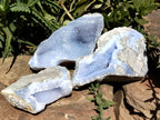 Natural Blue Lace Agate Geode Specimens x 3 From Malawi - Toprock Gemstones and Minerals 