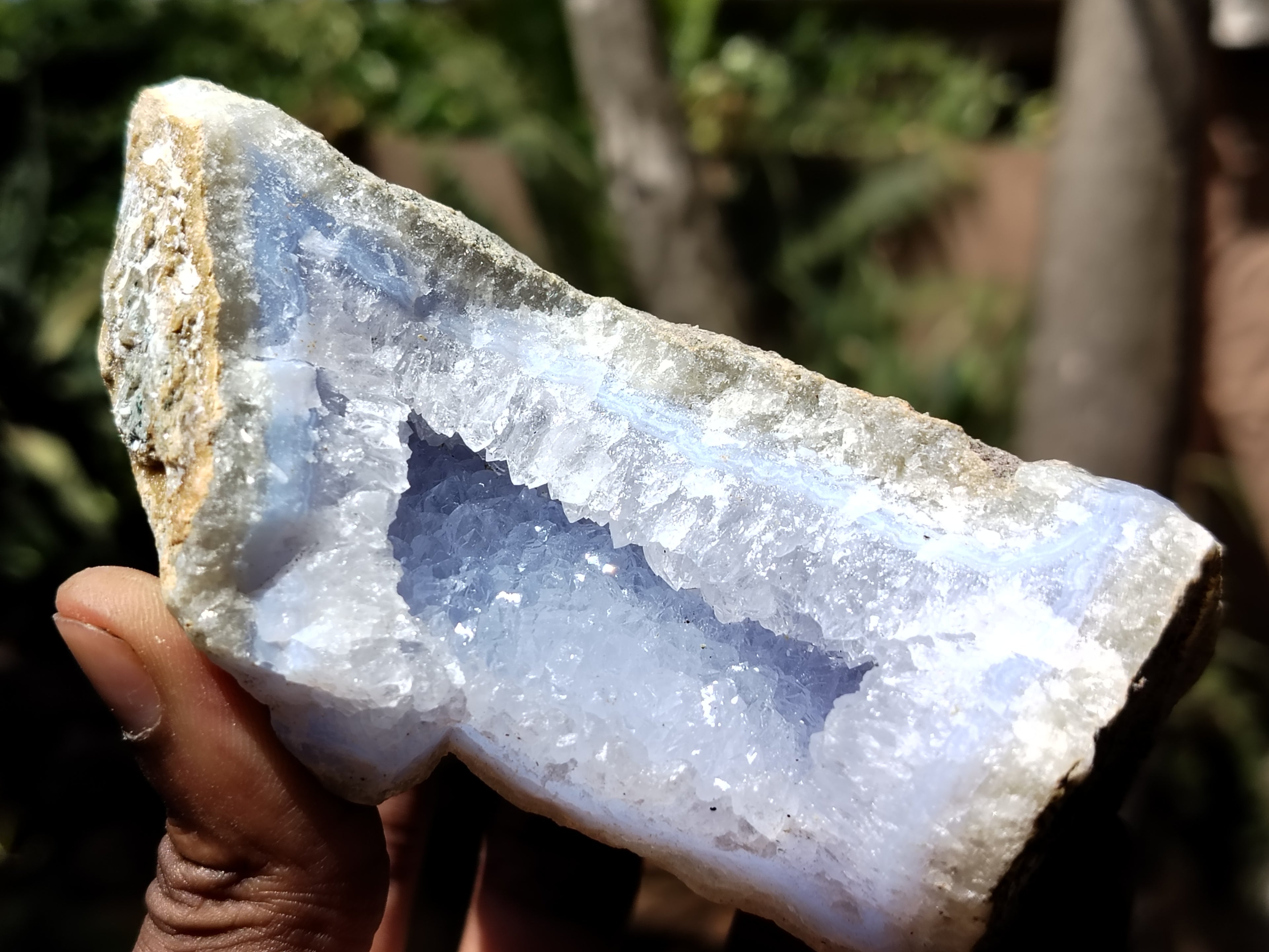 Natural Blue Lace Agate Geode Specimens x 3 From Malawi - Toprock Gemstones and Minerals 