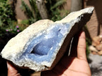 Natural Blue Lace Agate Geode Specimens x 3 From Malawi - Toprock Gemstones and Minerals 