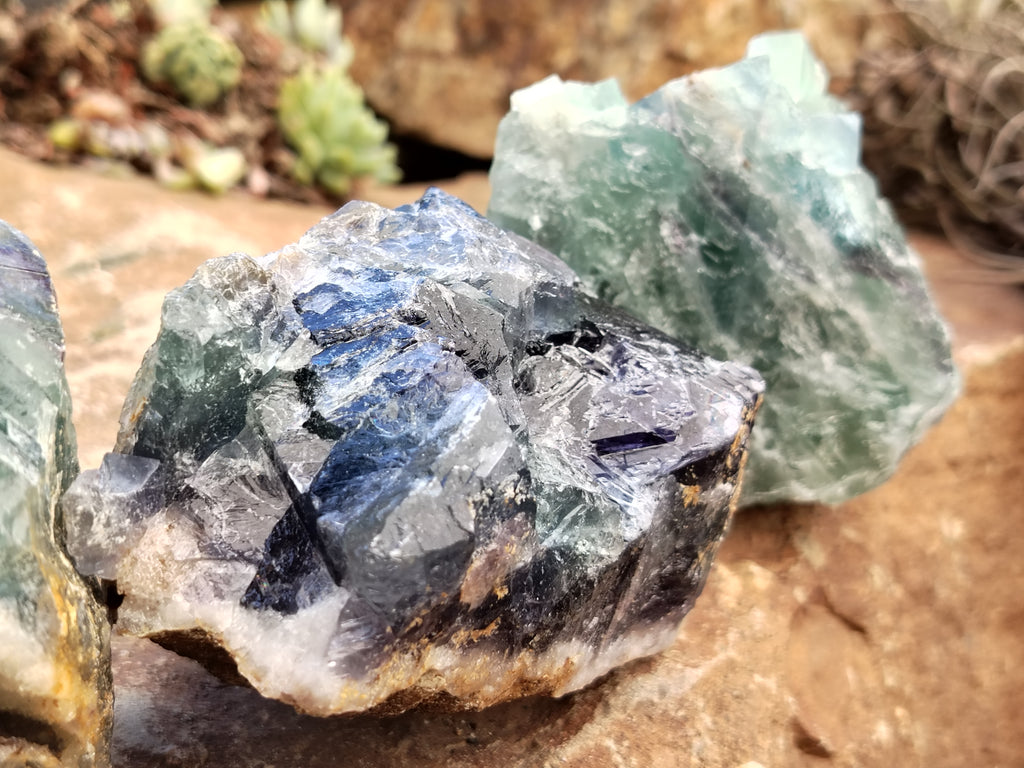 Natural Watermelon Fluorite Cobbed Specimens x 6 From Uis, Namibia - Toprock Gemstones and Minerals 