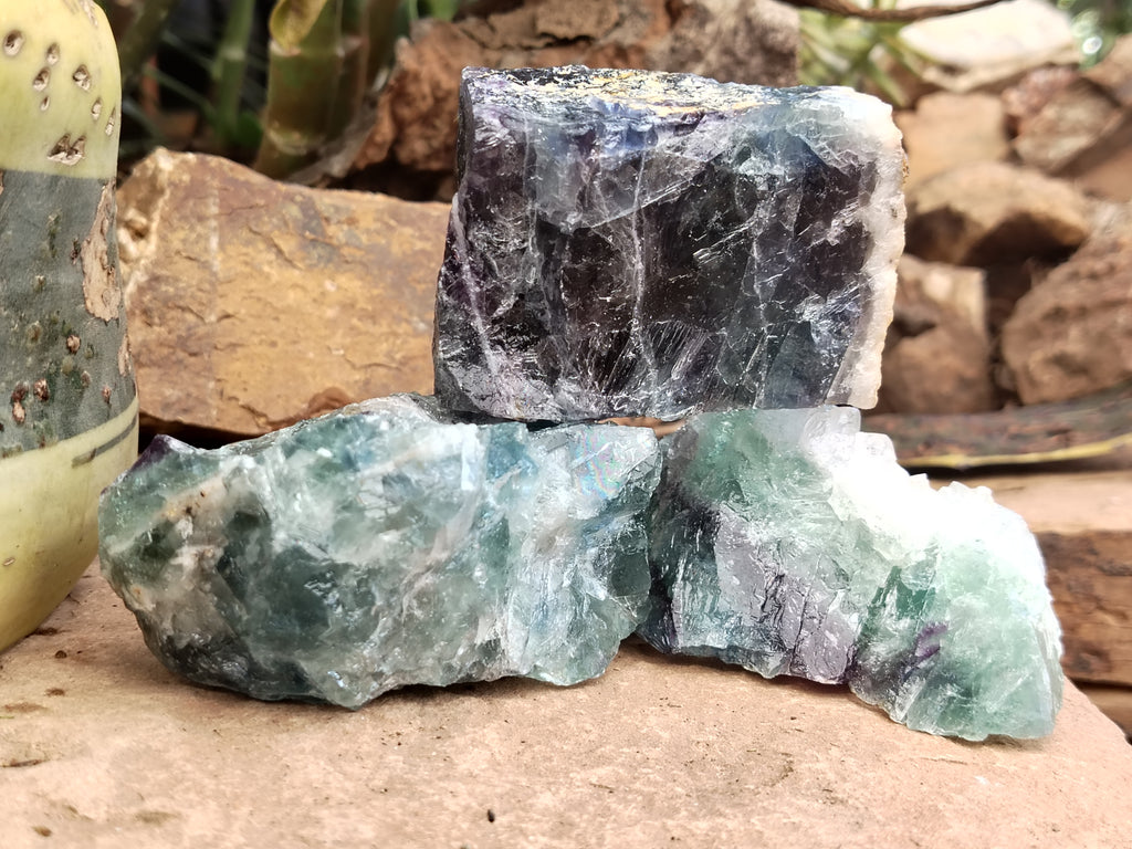 Natural Watermelon Fluorite Cobbed Specimens x 6 From Uis, Namibia - Toprock Gemstones and Minerals 