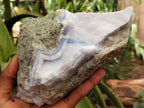 Natural Blue Lace Agate Geode Specimens x 3 From Malawi - Toprock Gemstones and Minerals 