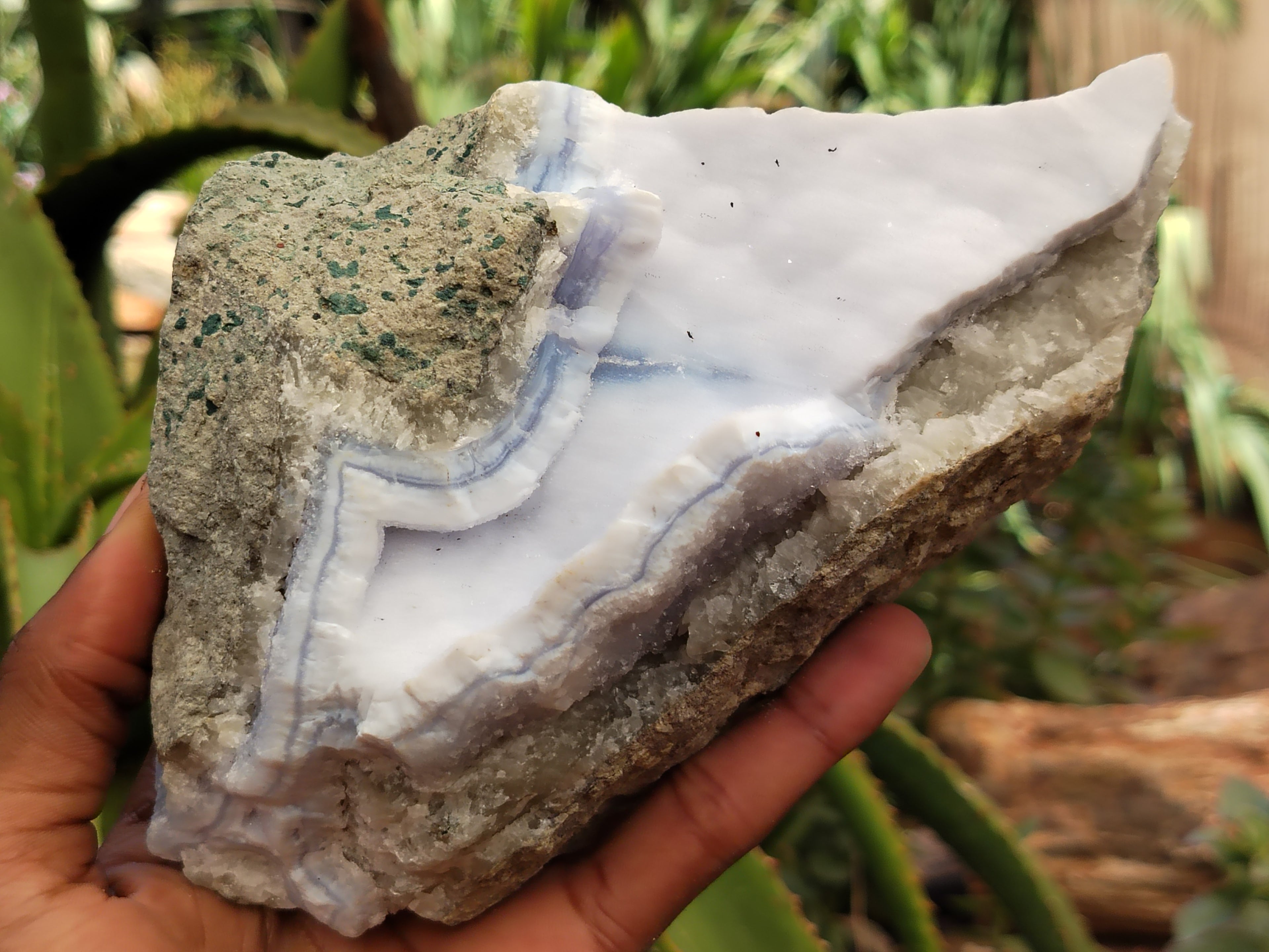 Natural Blue Lace Agate Geode Specimens x 3 From Malawi - Toprock Gemstones and Minerals 