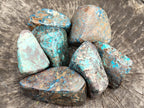 Polished Shattuckite with Azurite and Chrysocolla Free Forms x 7 From Congo - Toprock Gemstones and Minerals 