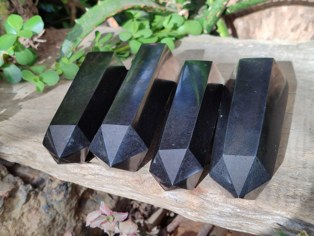Polished Black Basalt Points x 4 From Antsirabe, Madagascar - Toprock Gemstones and Minerals 