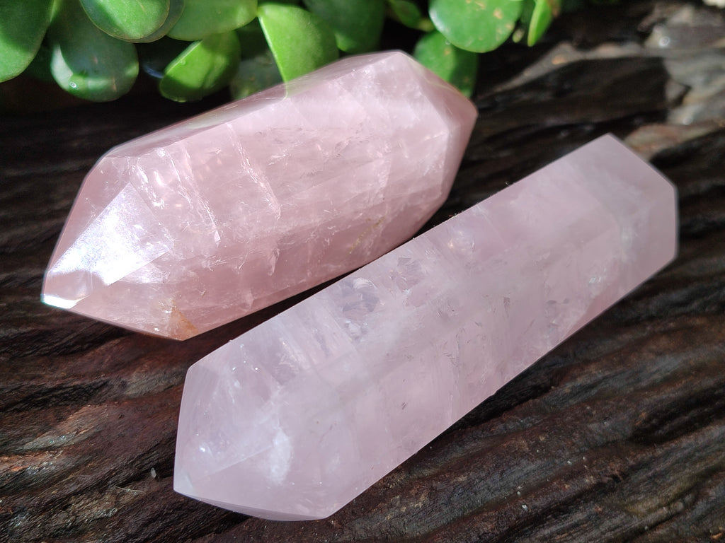 Polished Double Terminated Rose Quartz Points x 6 From Ambatondrazaka, Madagascar - Toprock Gemstones and Minerals 