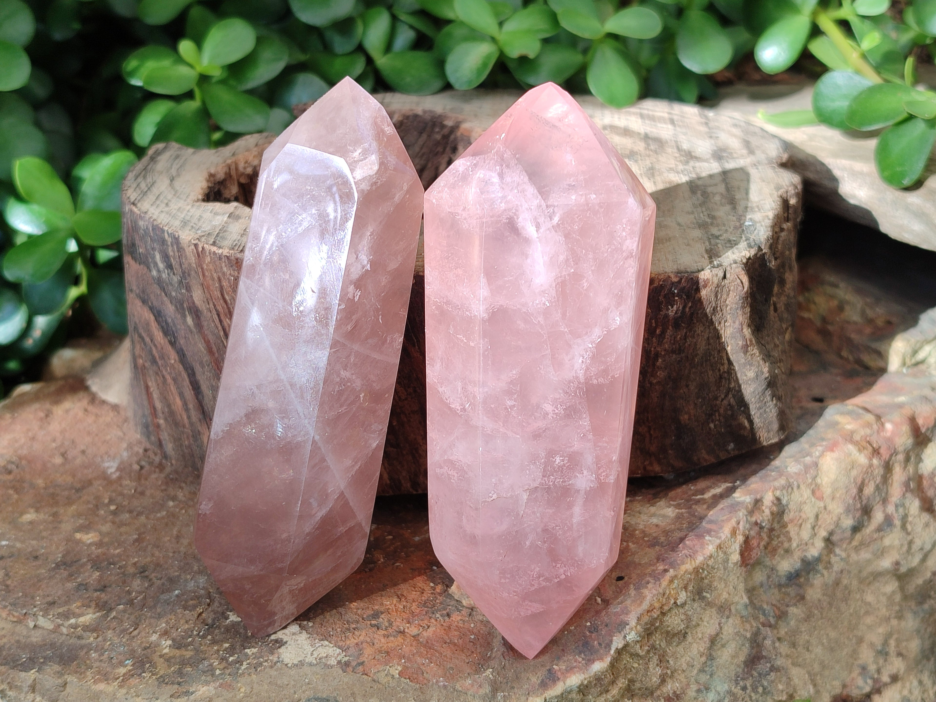 Polished Double Terminated Rose Quartz Points x 6 From Ambatondrazaka, Madagascar - Toprock Gemstones and Minerals 