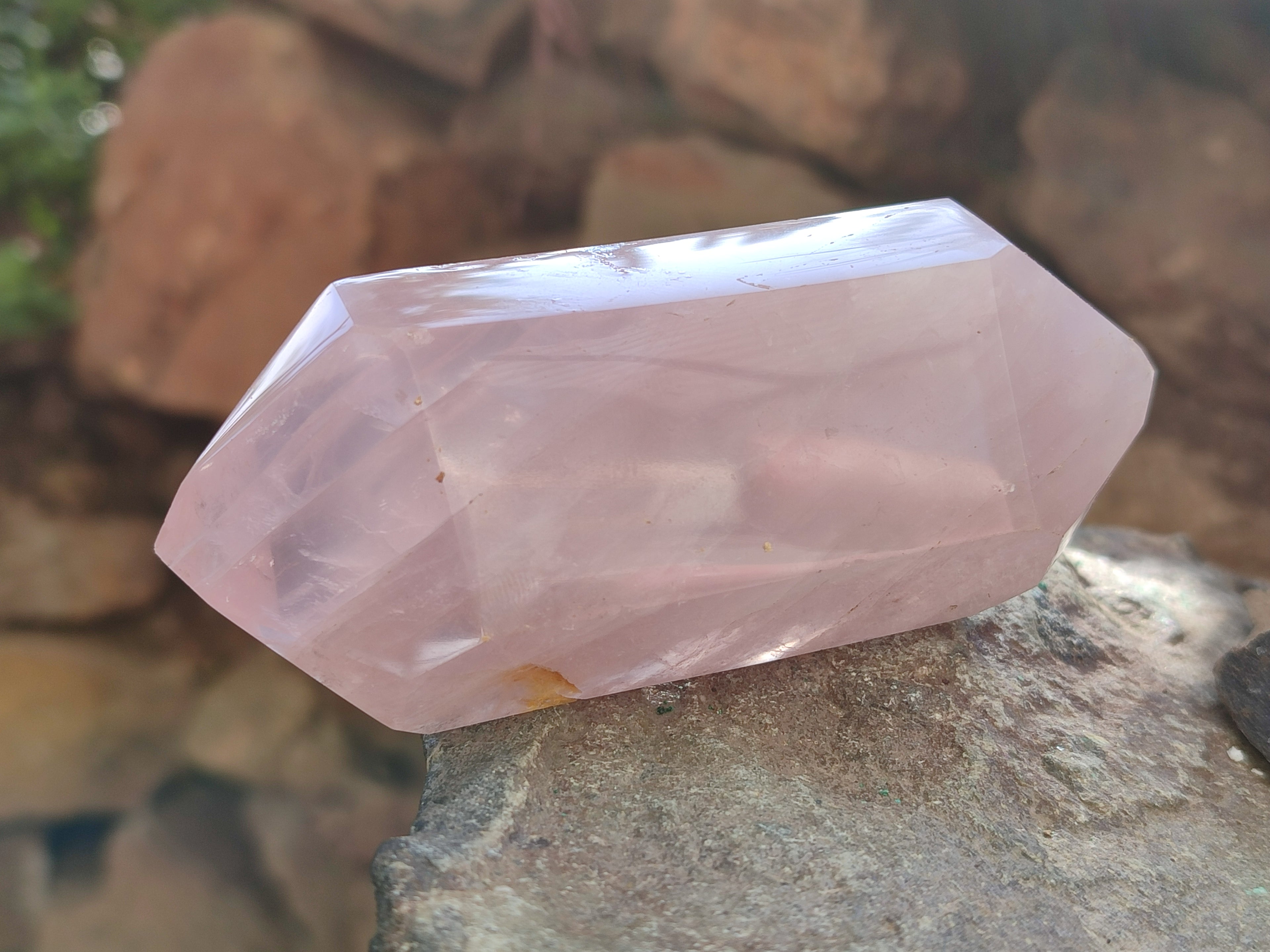 Polished Double Terminated Rose Quartz Points x 6 From Ambatondrazaka, Madagascar - Toprock Gemstones and Minerals 