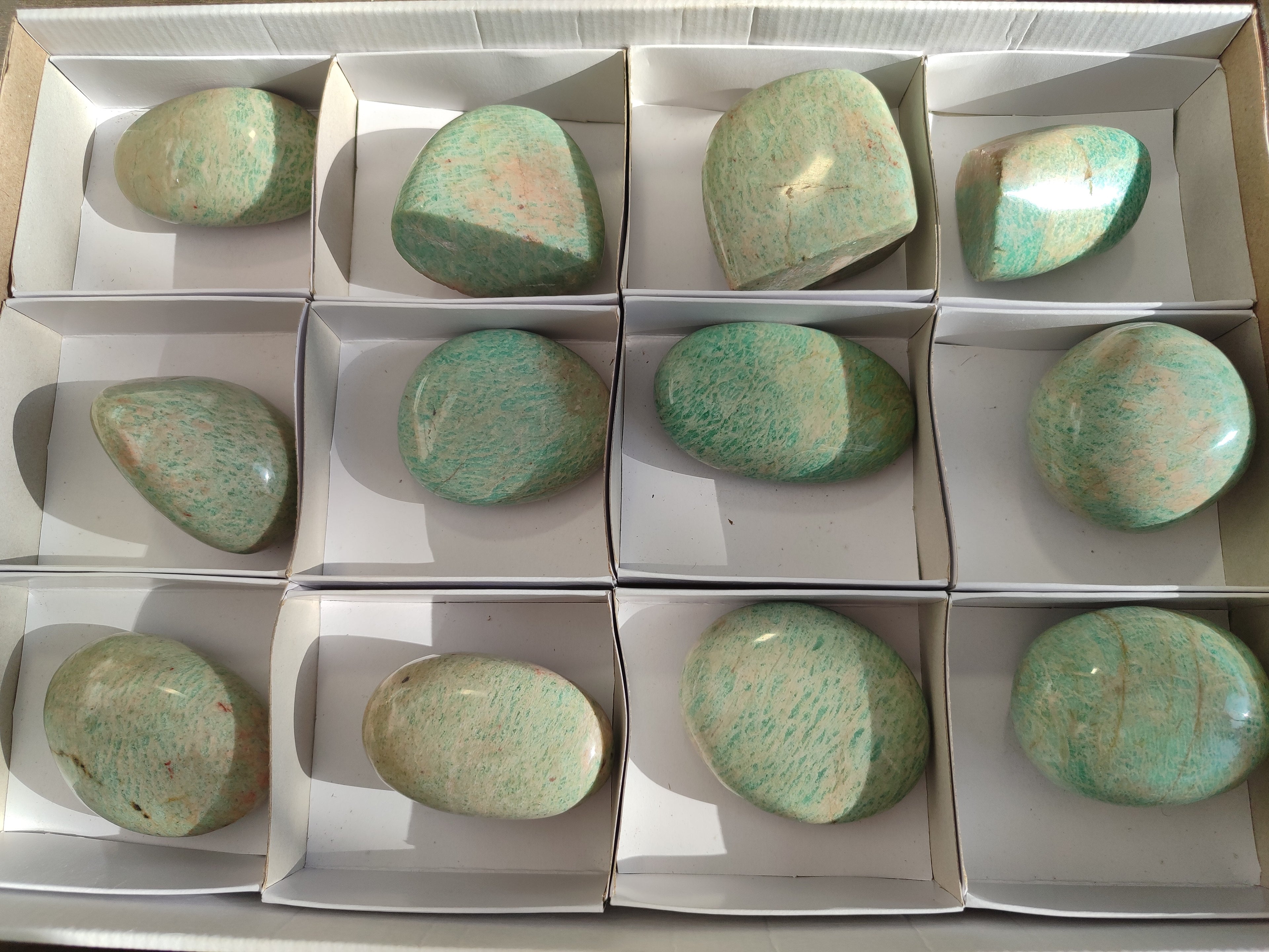 Polished Amazonite Free Forms x 12 From Madagascar - Toprock Gemstones and Minerals 